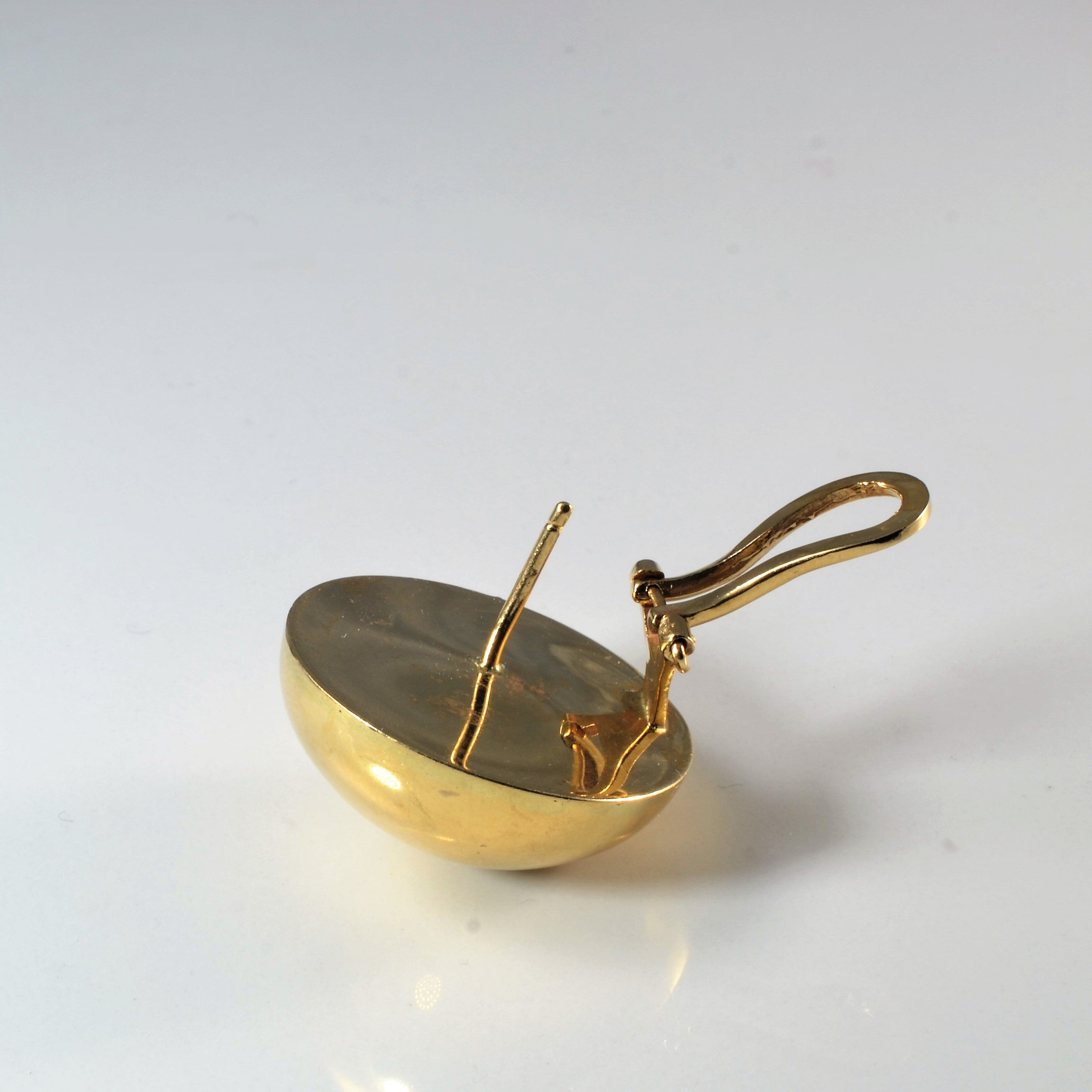 Yellow Gold Hollow Dome Stud Earrings |