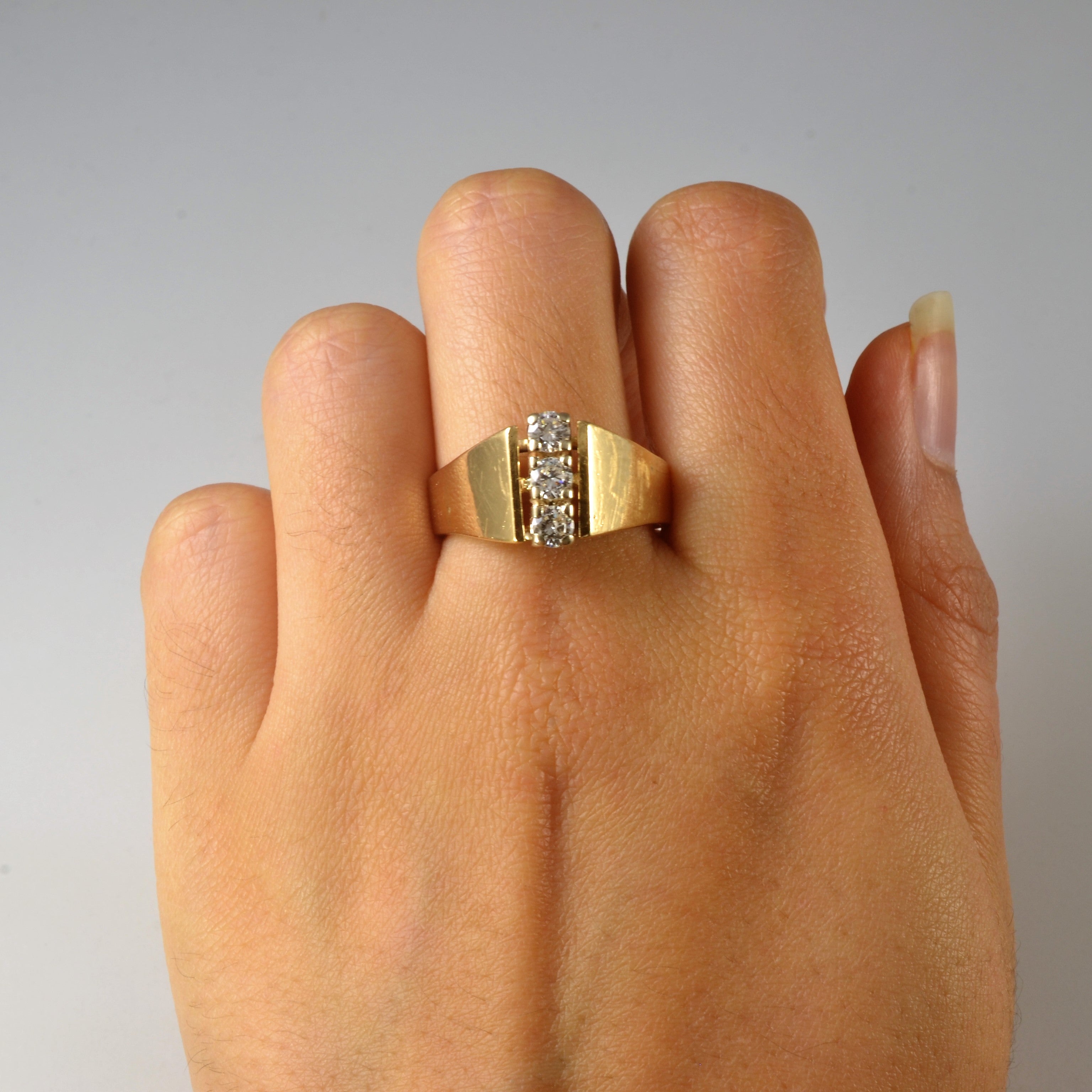 Vertical Tapered Three Stone Diamond Ring | 0.51ctw | SZ 9.25 |
