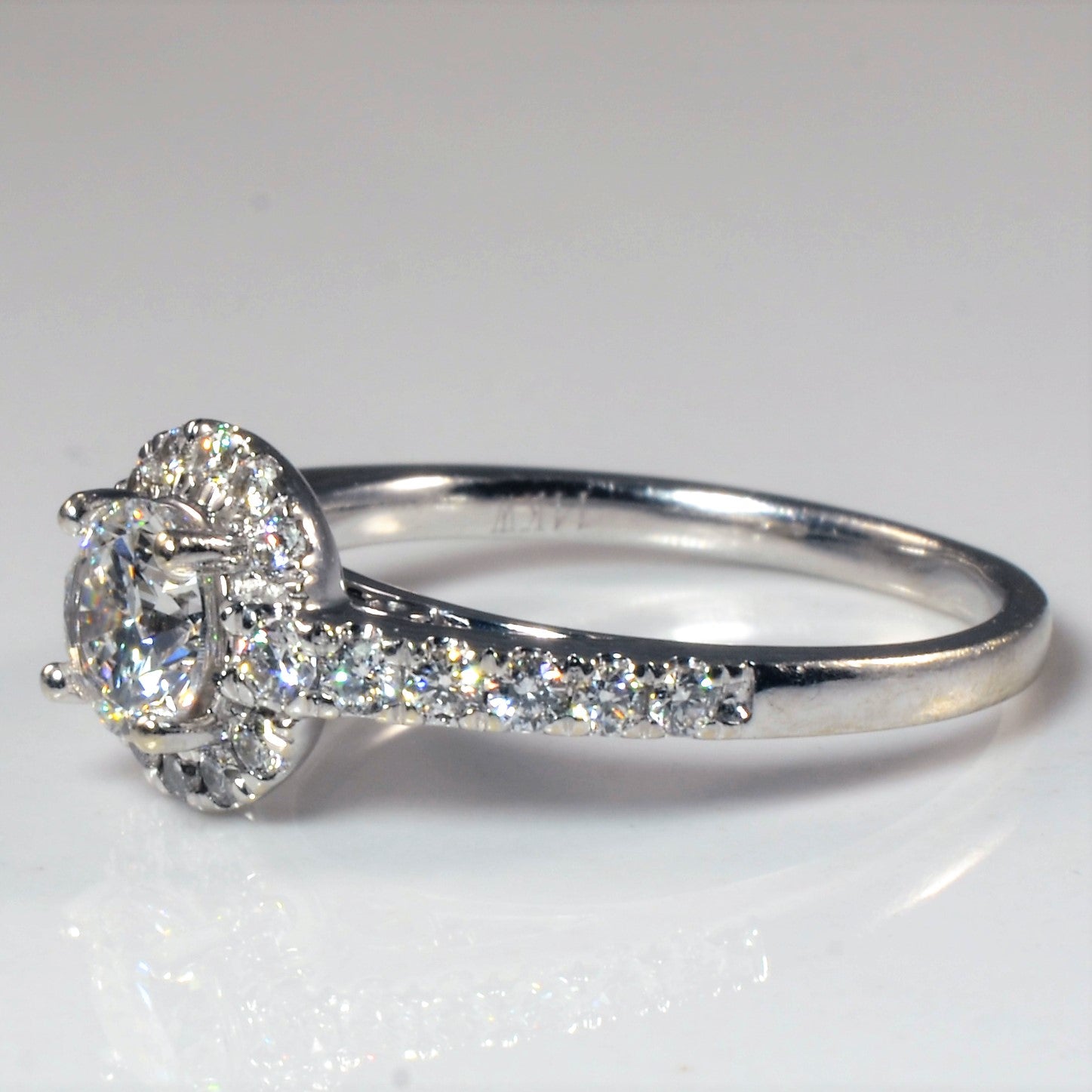 Low Profile Halo Diamond Engagement Ring | 0.85ctw | SZ 3 |