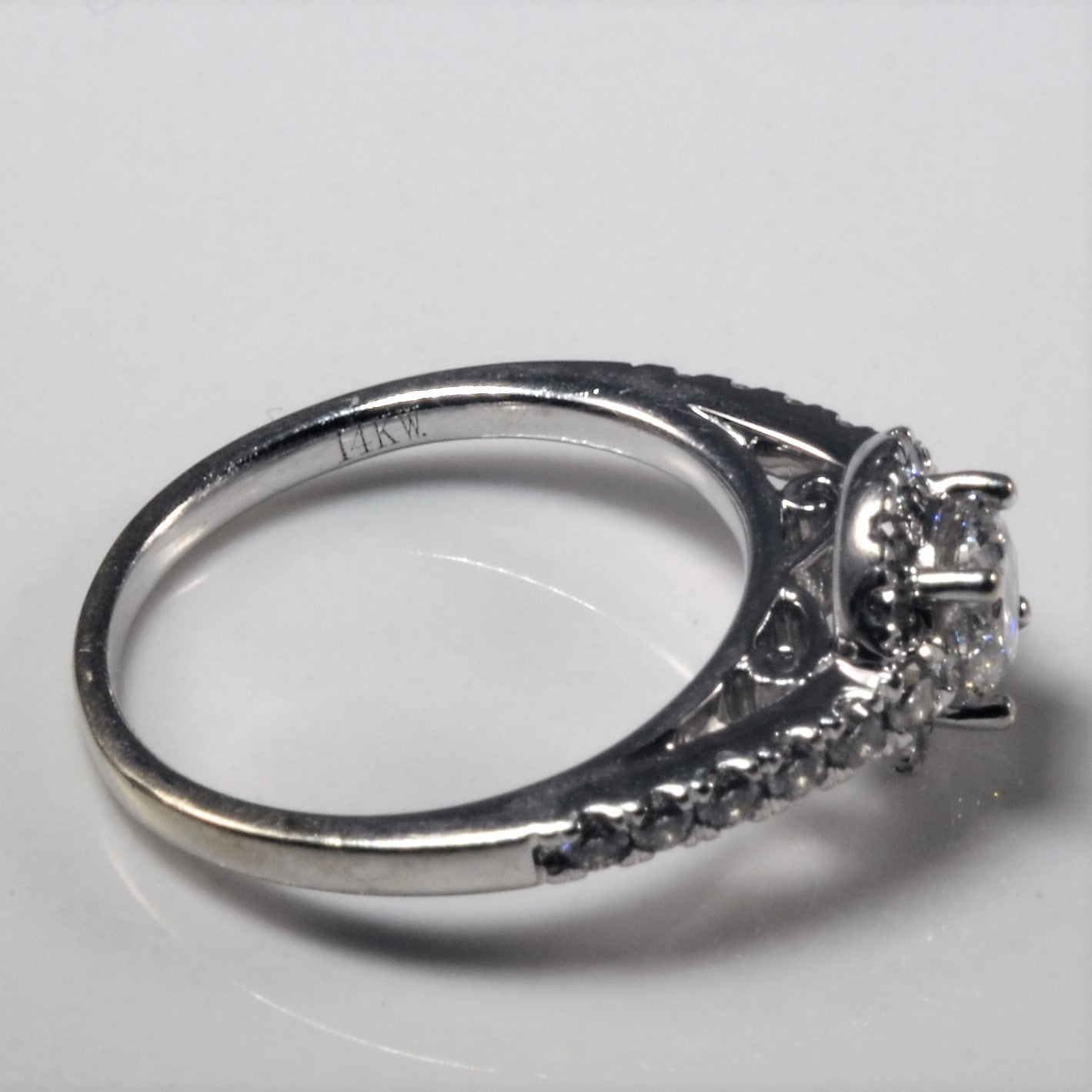 Low Profile Halo Diamond Engagement Ring | 0.85ctw | SZ 3 |