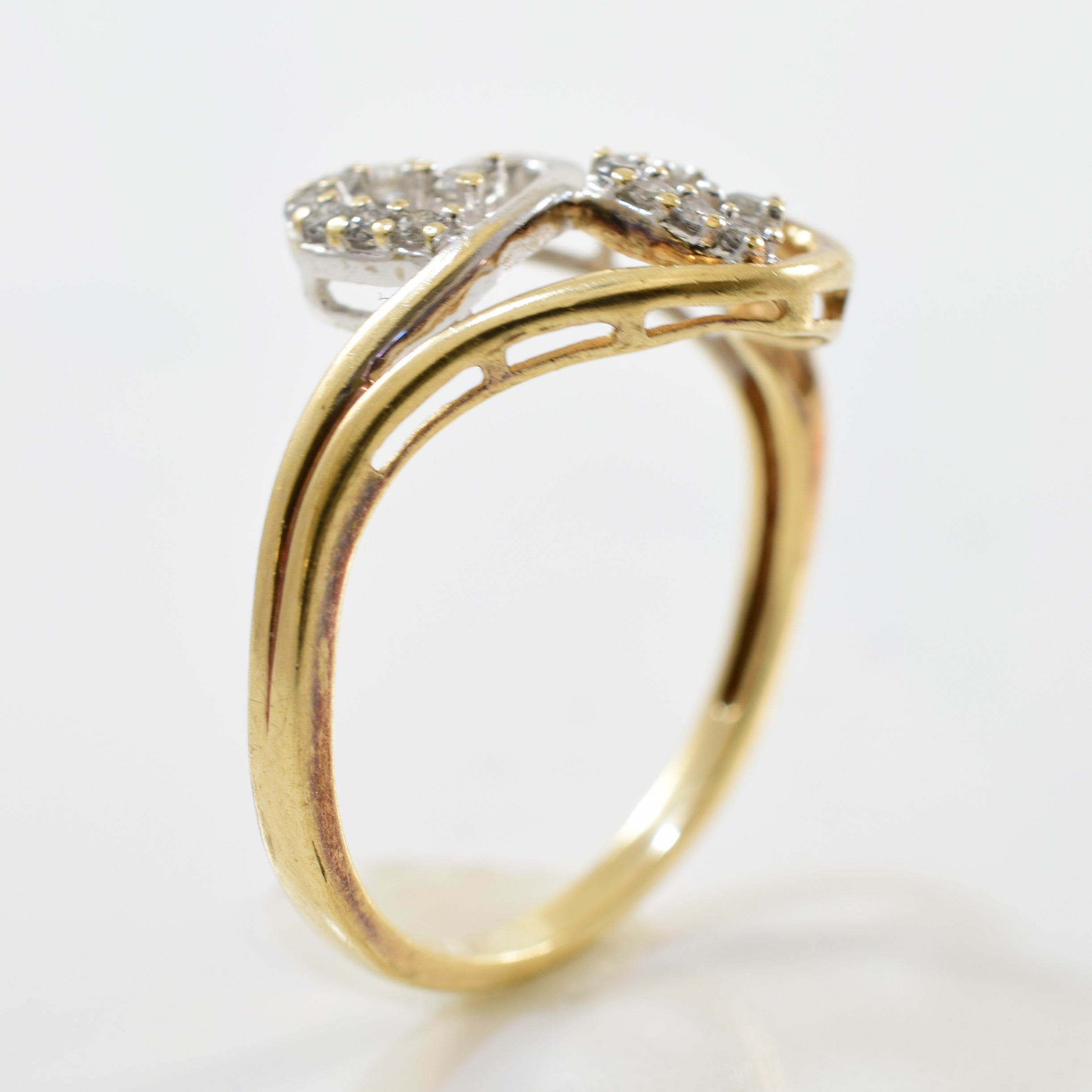 Diamond Accented Dual Heart Ring | 0.15ctw | SZ 7.25 |