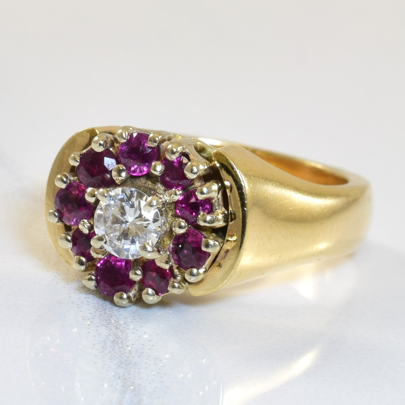 Ruby Halo & Diamond Ring | 0.60ctw, 0.26ct | SZ 5.75 |