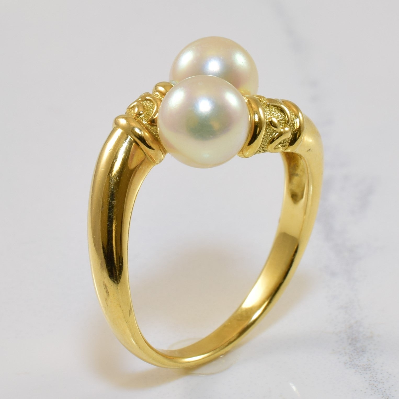 Textured Bypass Pearl Ring | 5.24ctw | SZ 8 |