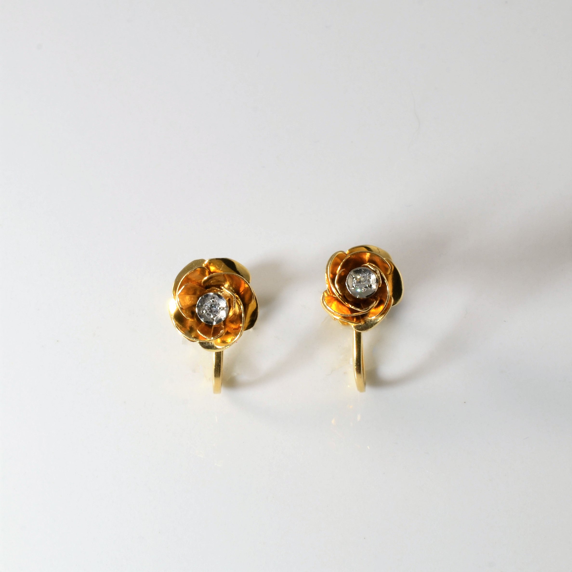 Diamond Flower Clip On Earrings | 0.05ctw |