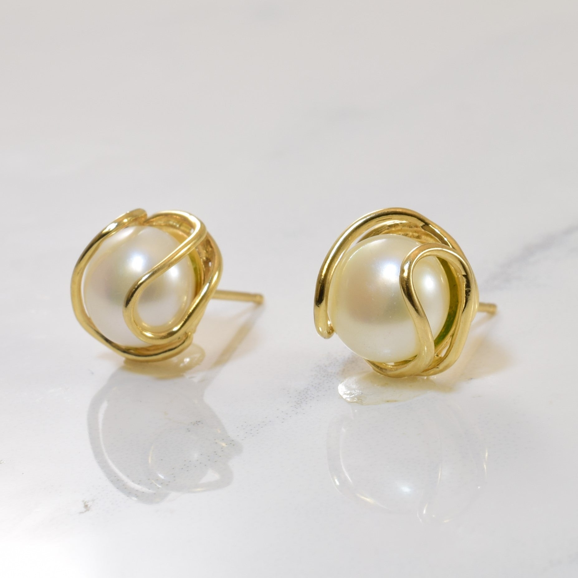 Boucles d'oreilles puces en perles à bouton en cage | 7,00 ctw |