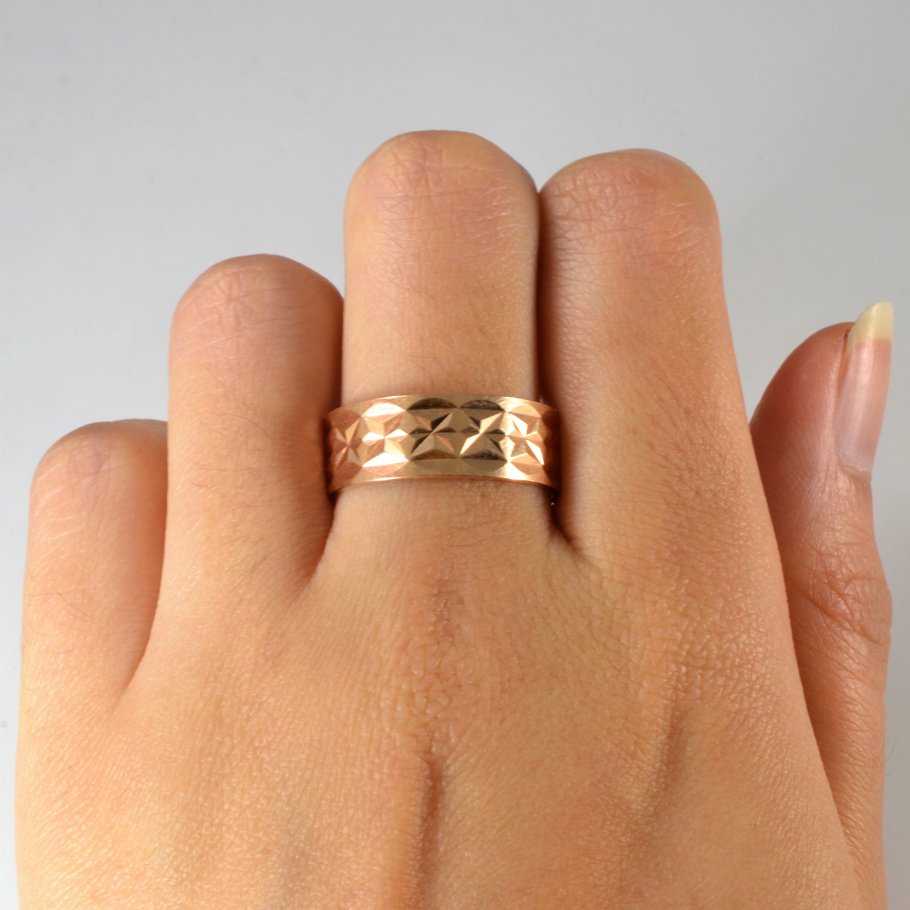 1975 Kiev Textured Rose Gold Band | SZ 10 |