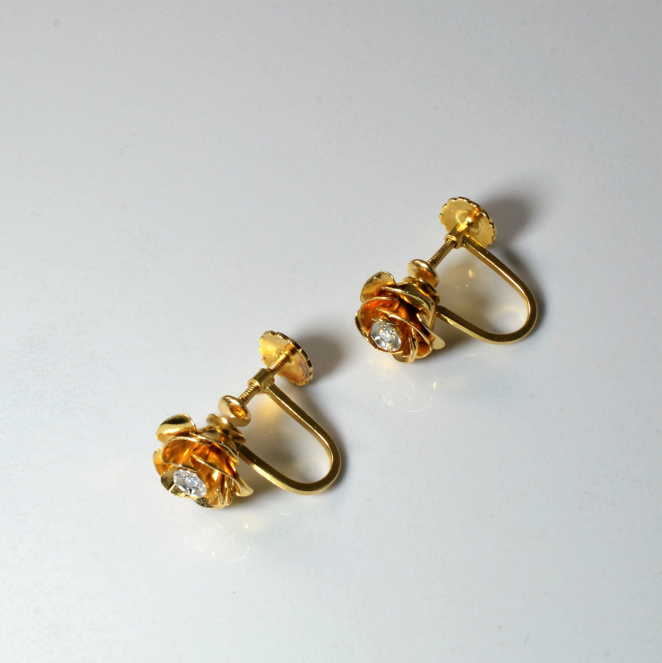 Diamond Flower Clip On Earrings | 0.05ctw |