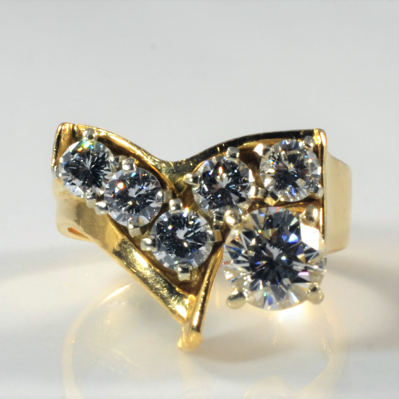 Diamond Heavy Abstract Chevron Ring | 1.73ctw | SZ 7.25 |