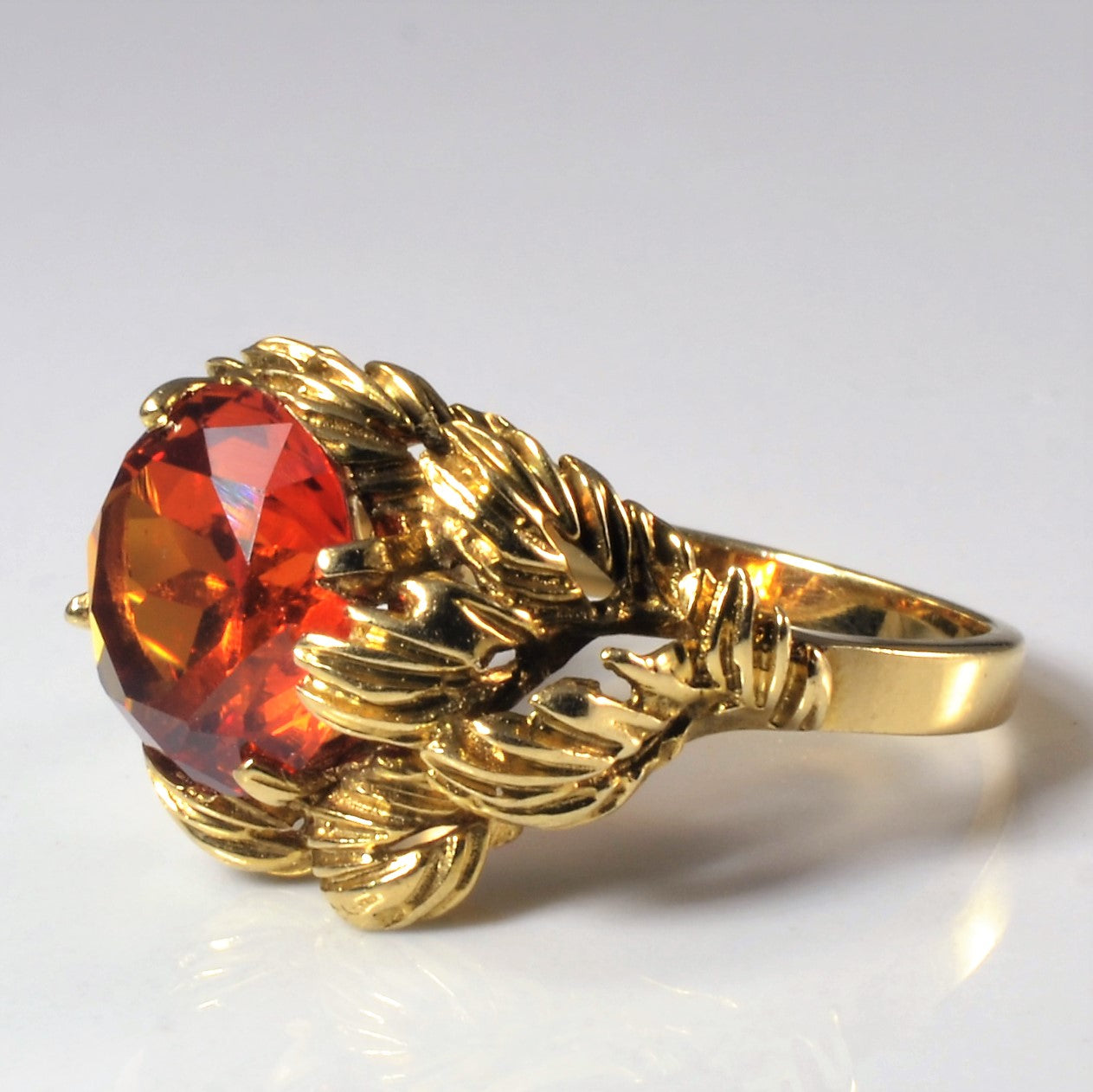 Synthetic Orange Sapphire Cocktail Ring | 3.80ct | SZ 5.5 |