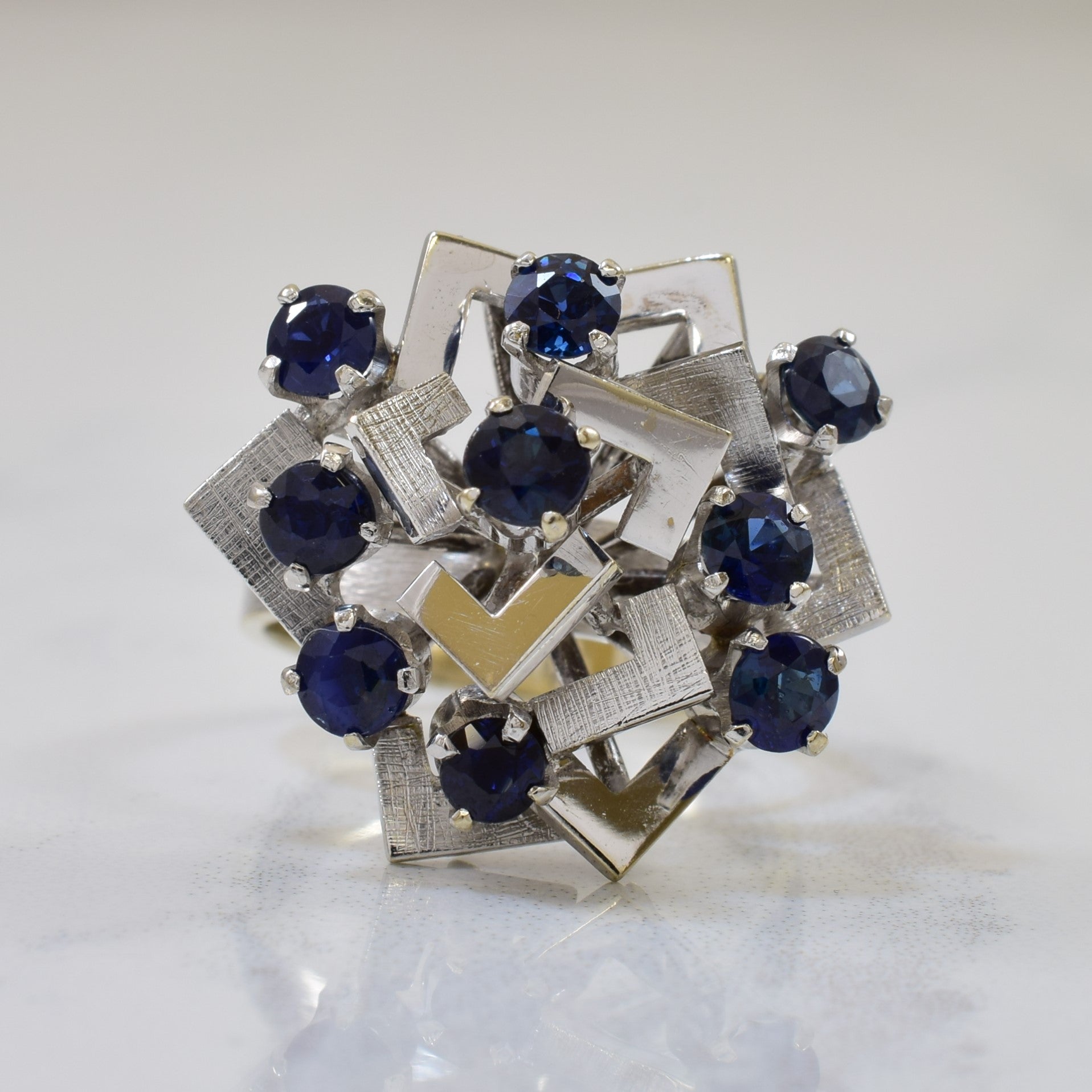 Geometric Sapphire Cocktail Ring | 1.71ctw | SZ 4.75 |