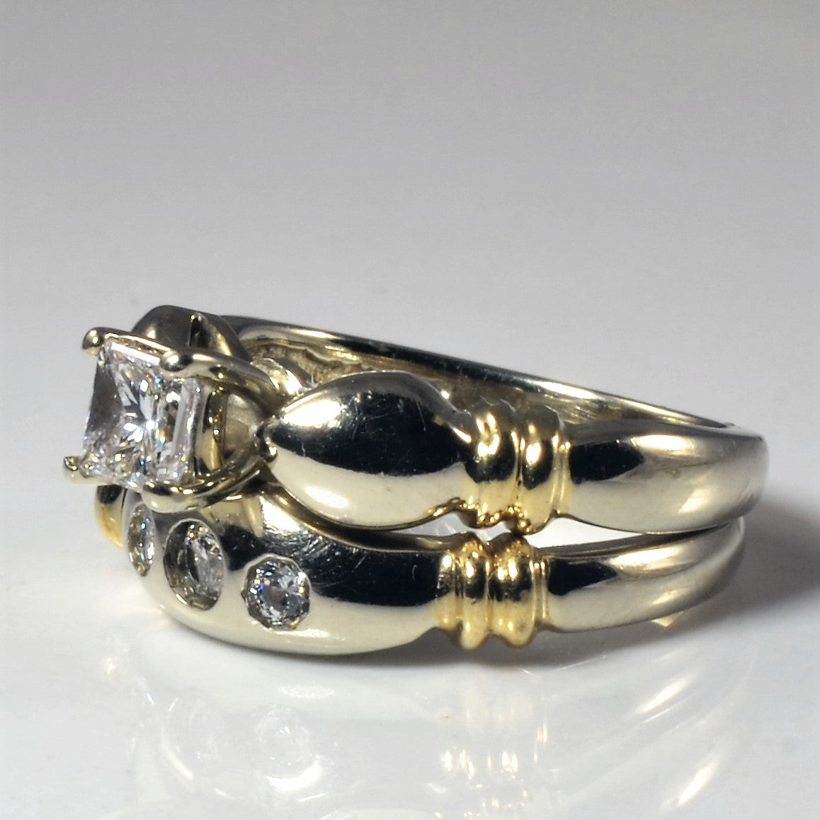 Two Tone Gold Diamond Engagement Ring Set | 0.56ctw| SZ 4.5|