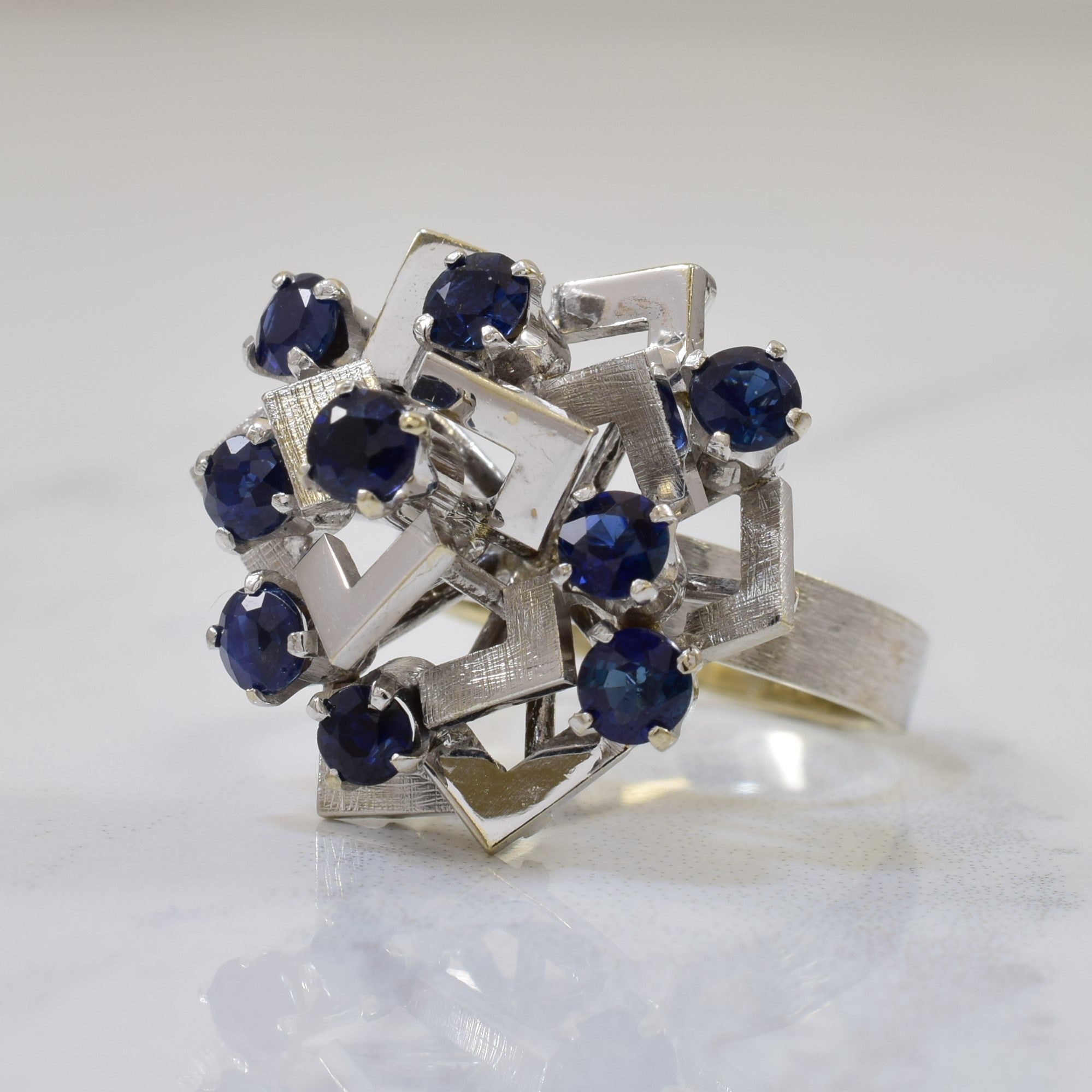 Geometric Sapphire Cocktail Ring | 1.71ctw | SZ 4.75 |