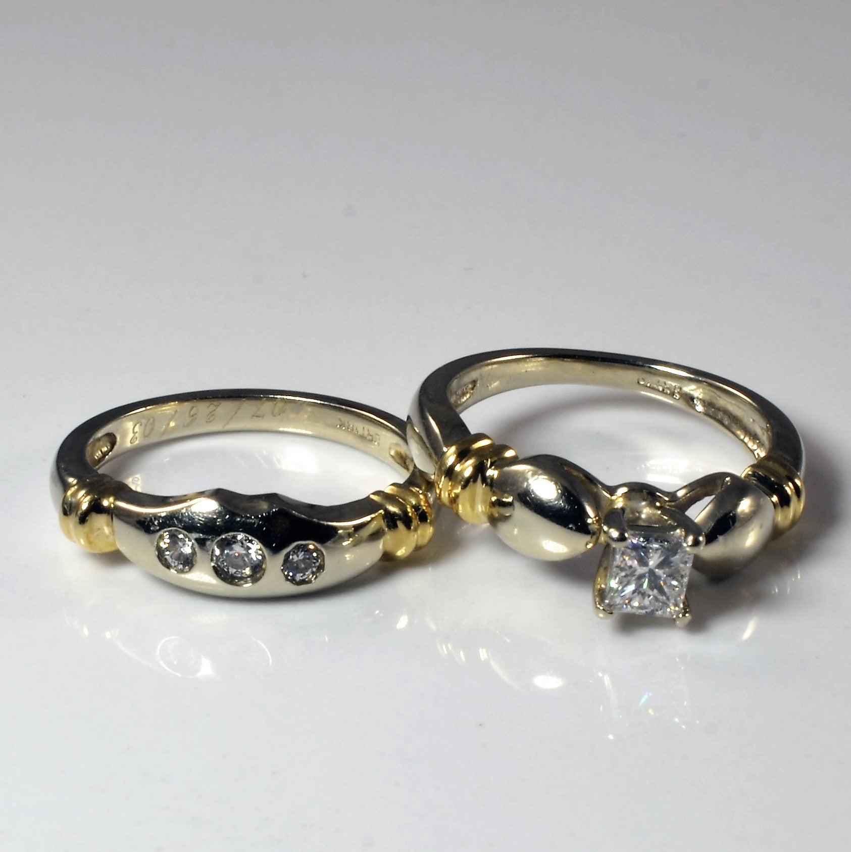 Two Tone Gold Diamond Engagement Ring Set | 0.56ctw| SZ 4.5|