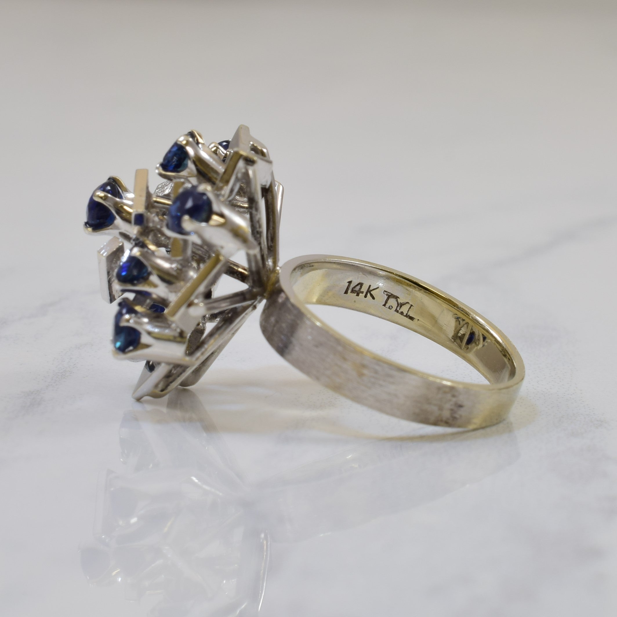 Geometric Sapphire Cocktail Ring | 1.71ctw | SZ 4.75 |