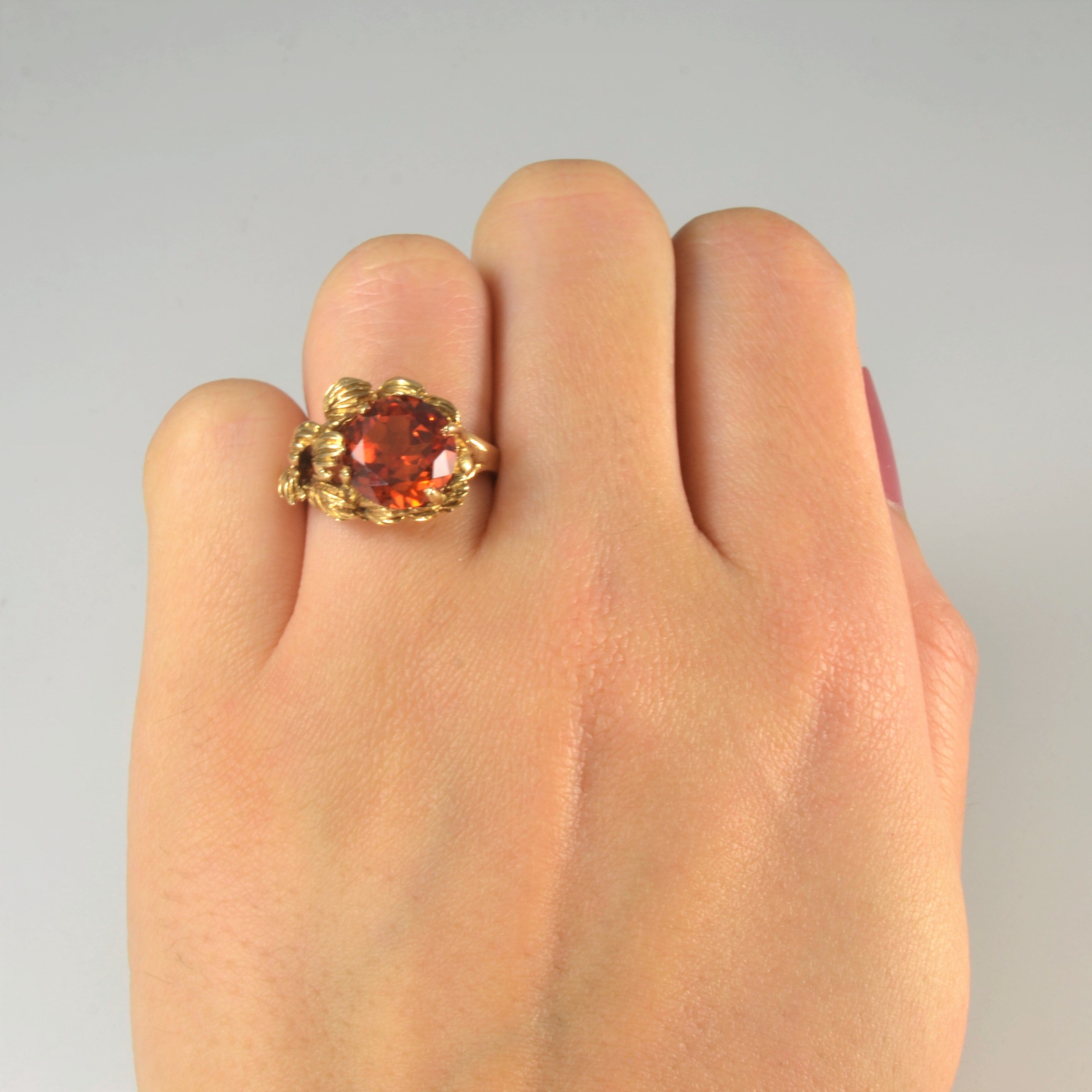 Synthetic Orange Sapphire Cocktail Ring | 3.80ct | SZ 5.5 |