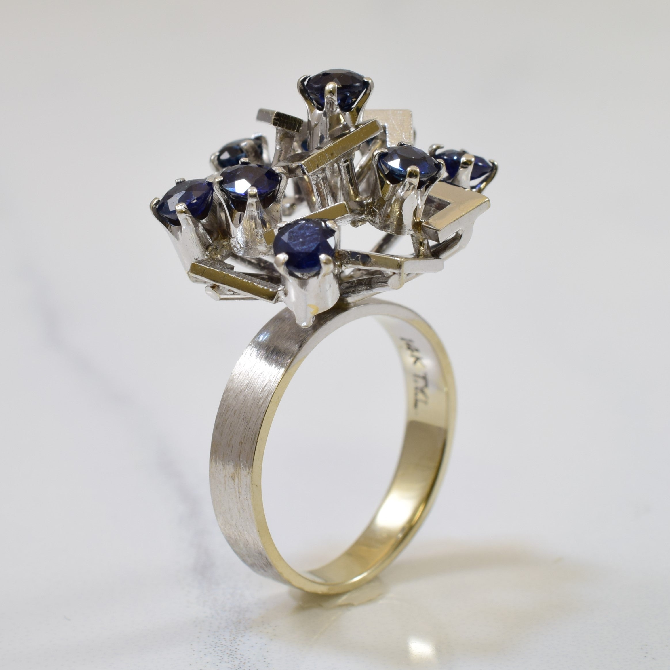 Geometric Sapphire Cocktail Ring | 1.71ctw | SZ 4.75 |