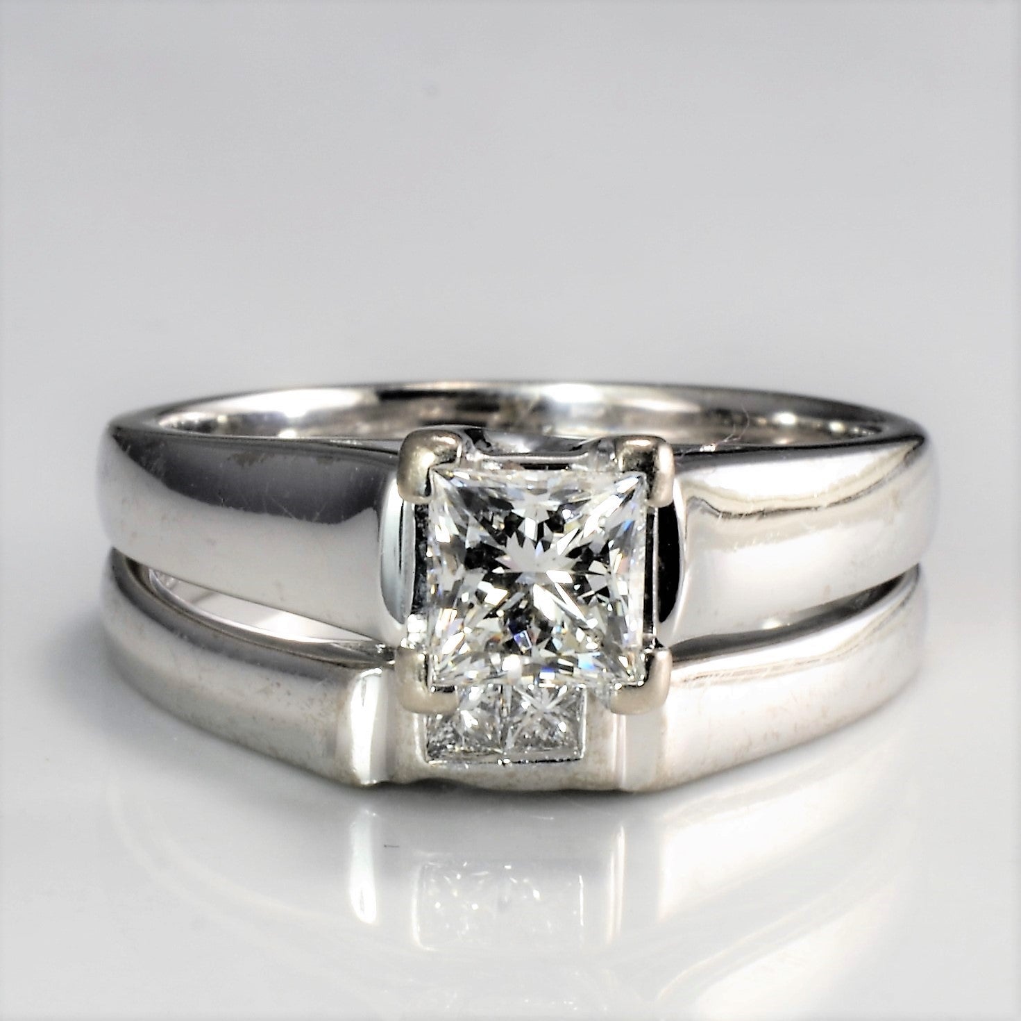 Princess Canadian Diamond Tapered Band Wedding Set | 0.83ctw | SZ 7.5 |