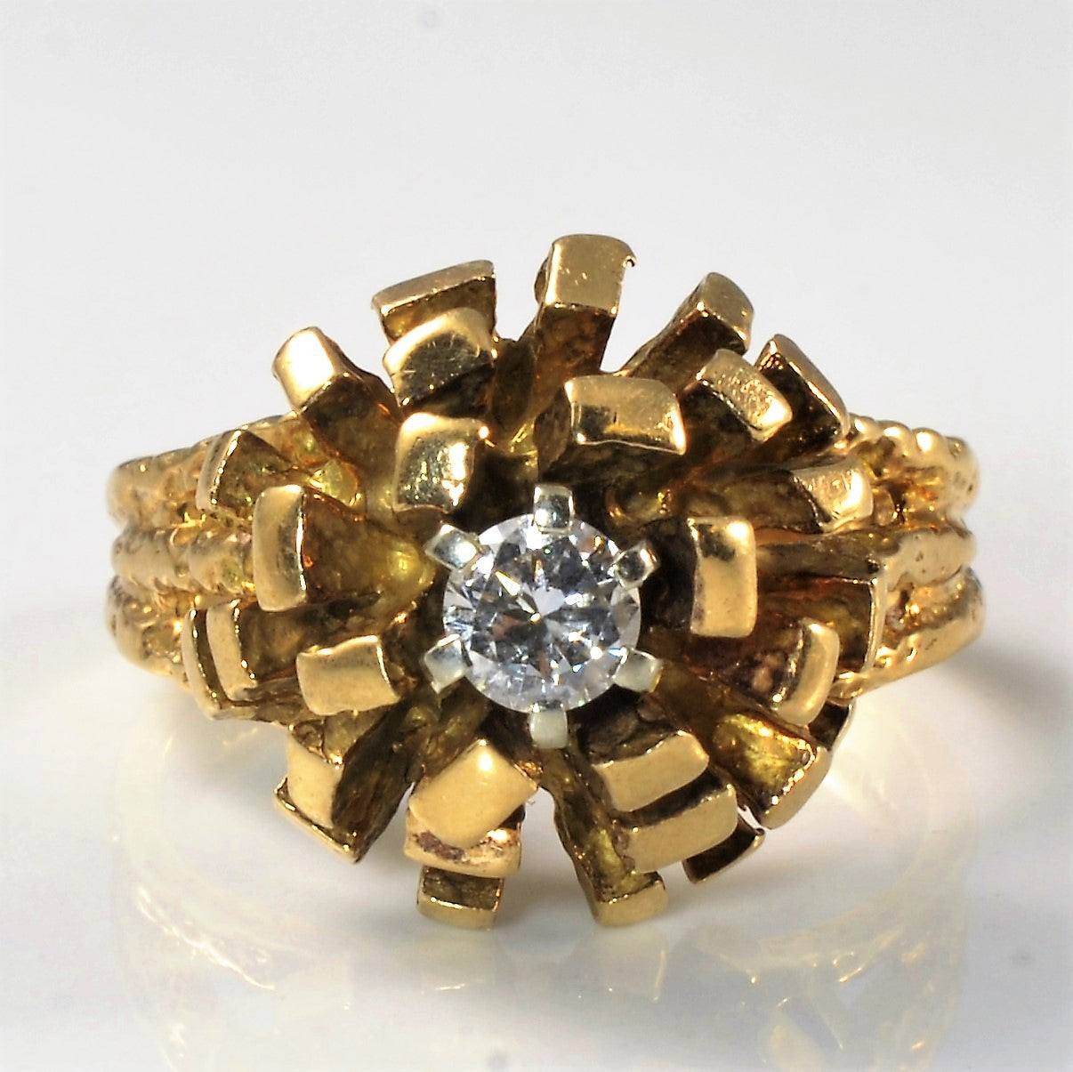 Split Shank Solitaire Diamond Floral Ring | 0.24ct | SZ 7.5 |