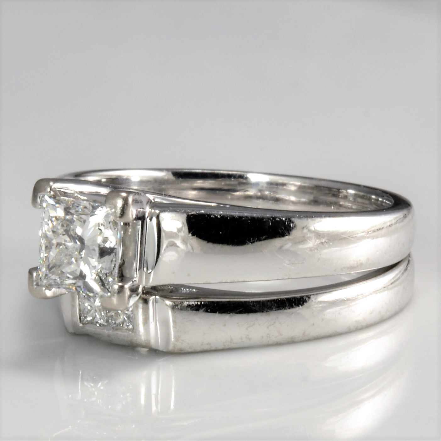 Princess Canadian Diamond Tapered Band Wedding Set | 0.83ctw | SZ 7.5 |