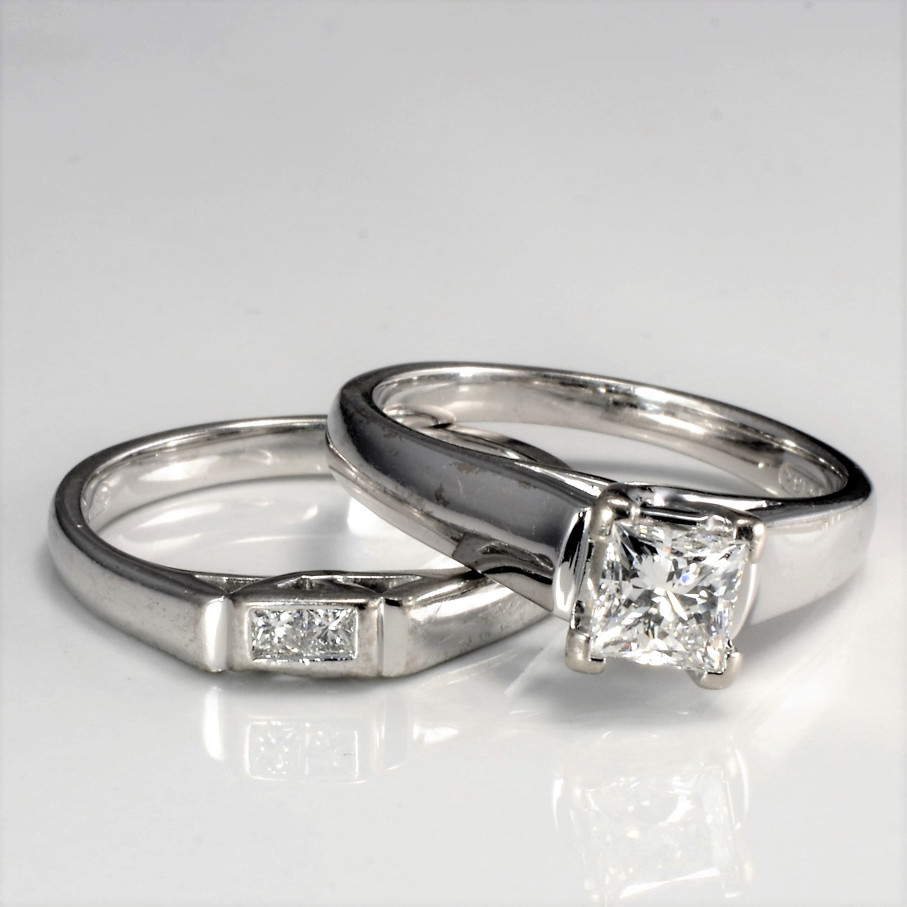 Princess Canadian Diamond Tapered Band Wedding Set | 0.83ctw | SZ 7.5 |