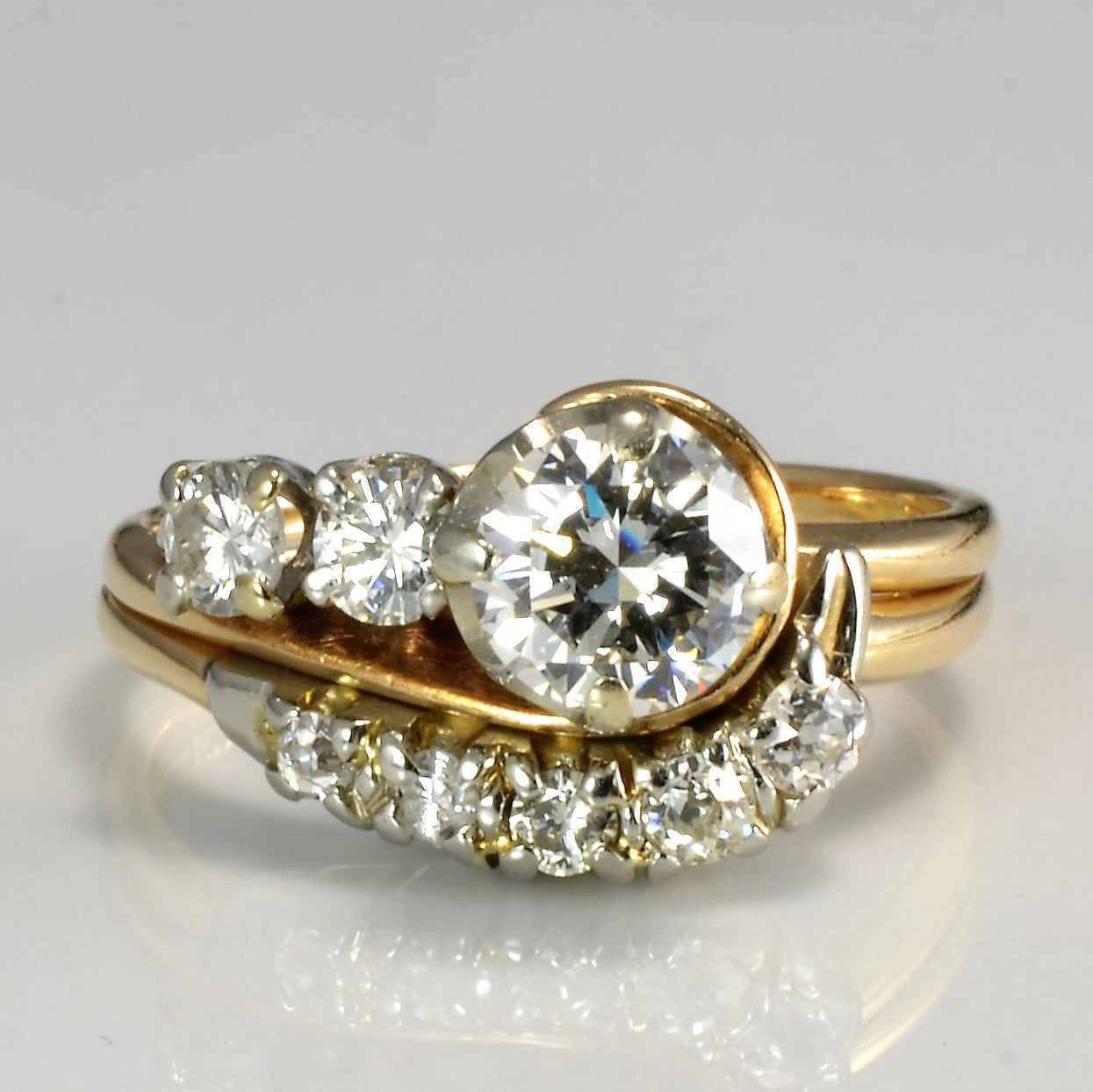 Modernized 1940's Wedding Set | 1.21 ctw, SZ 6.5 |