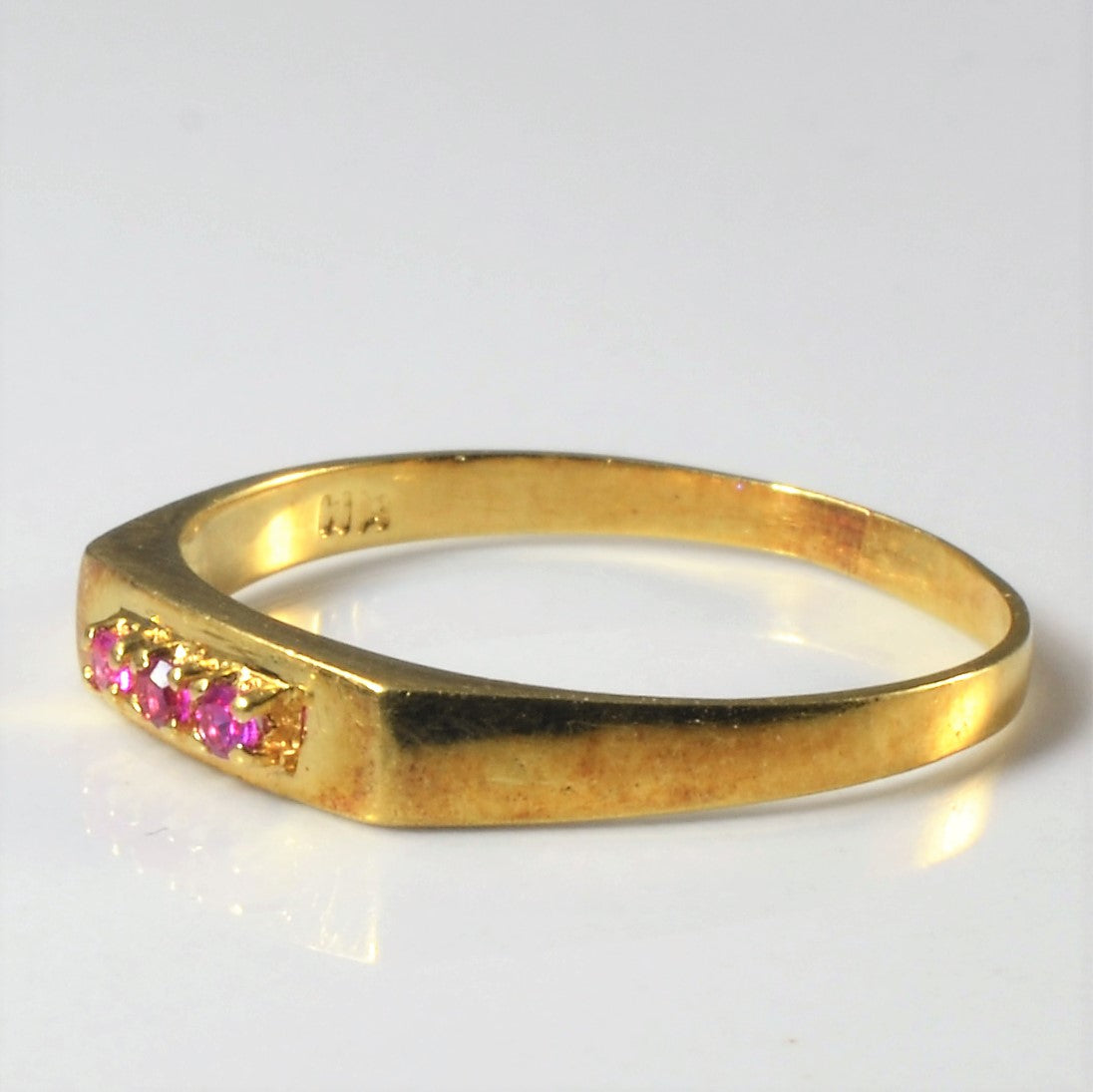 Three Stone Ruby Ring | 0.03ctw| SZ 6.5|