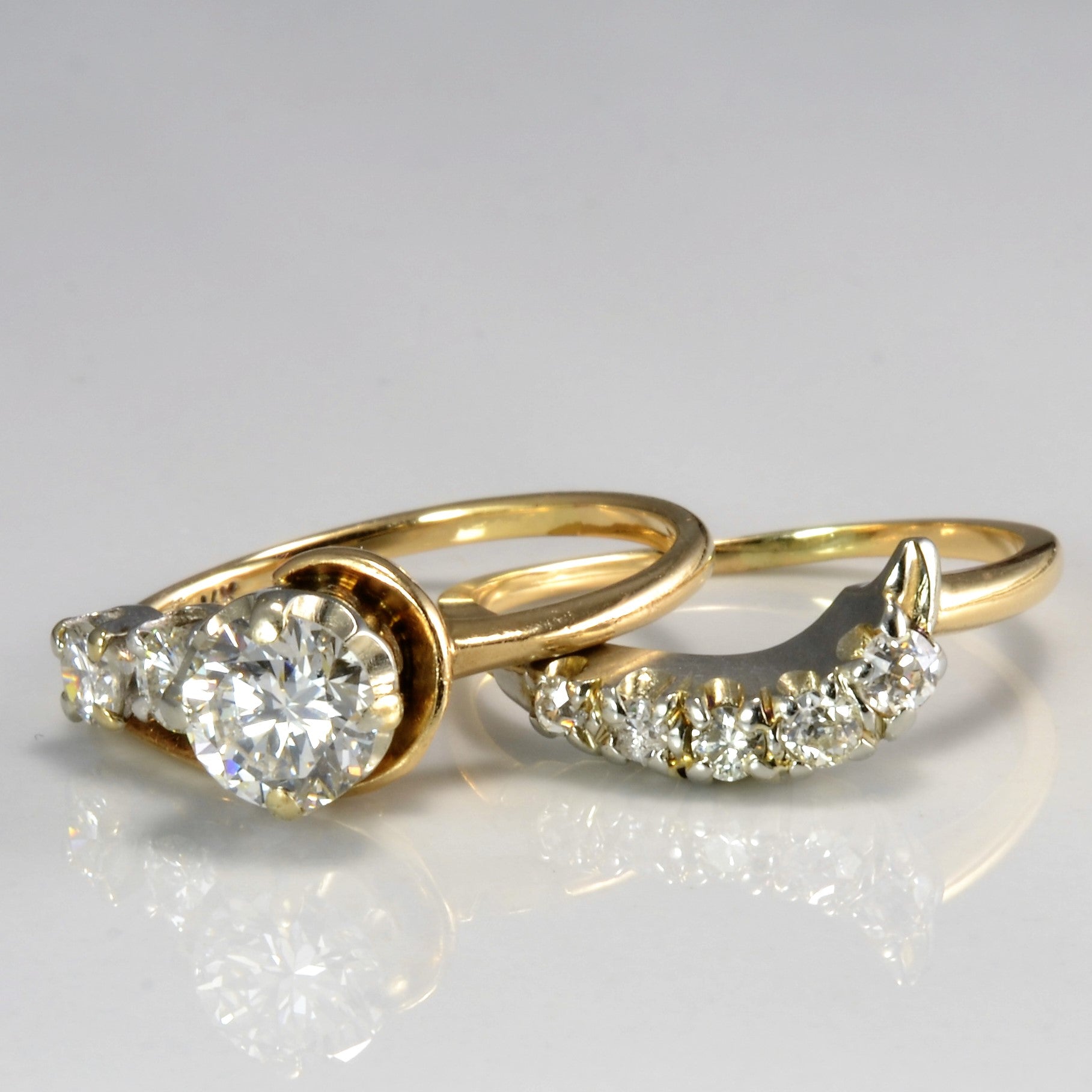 Modernized 1940's Wedding Set | 1.21 ctw, SZ 6.5 |
