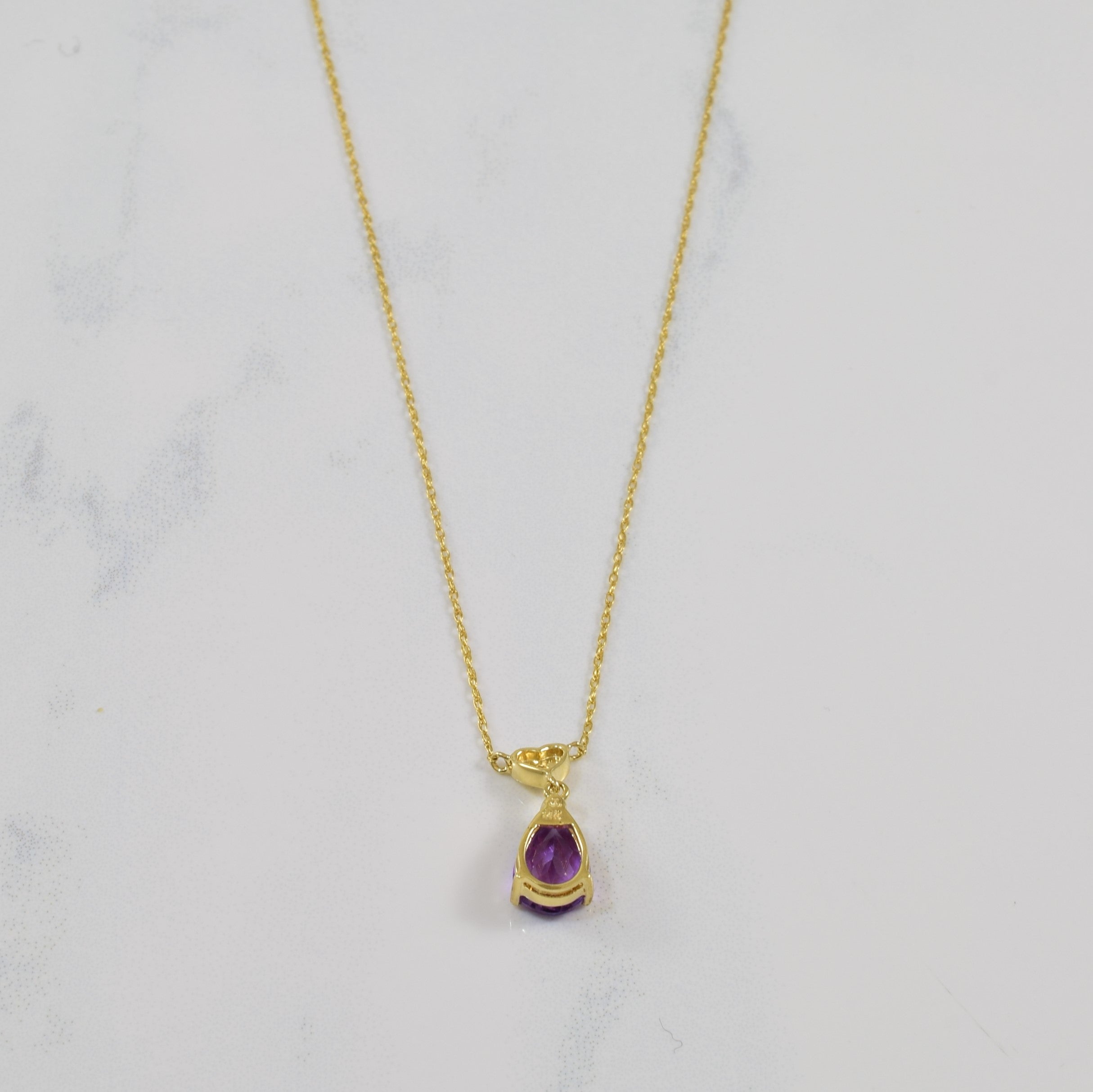 Diamond & Amethyst Drop Necklace | 0.005ct, 1.11ct | 18" |