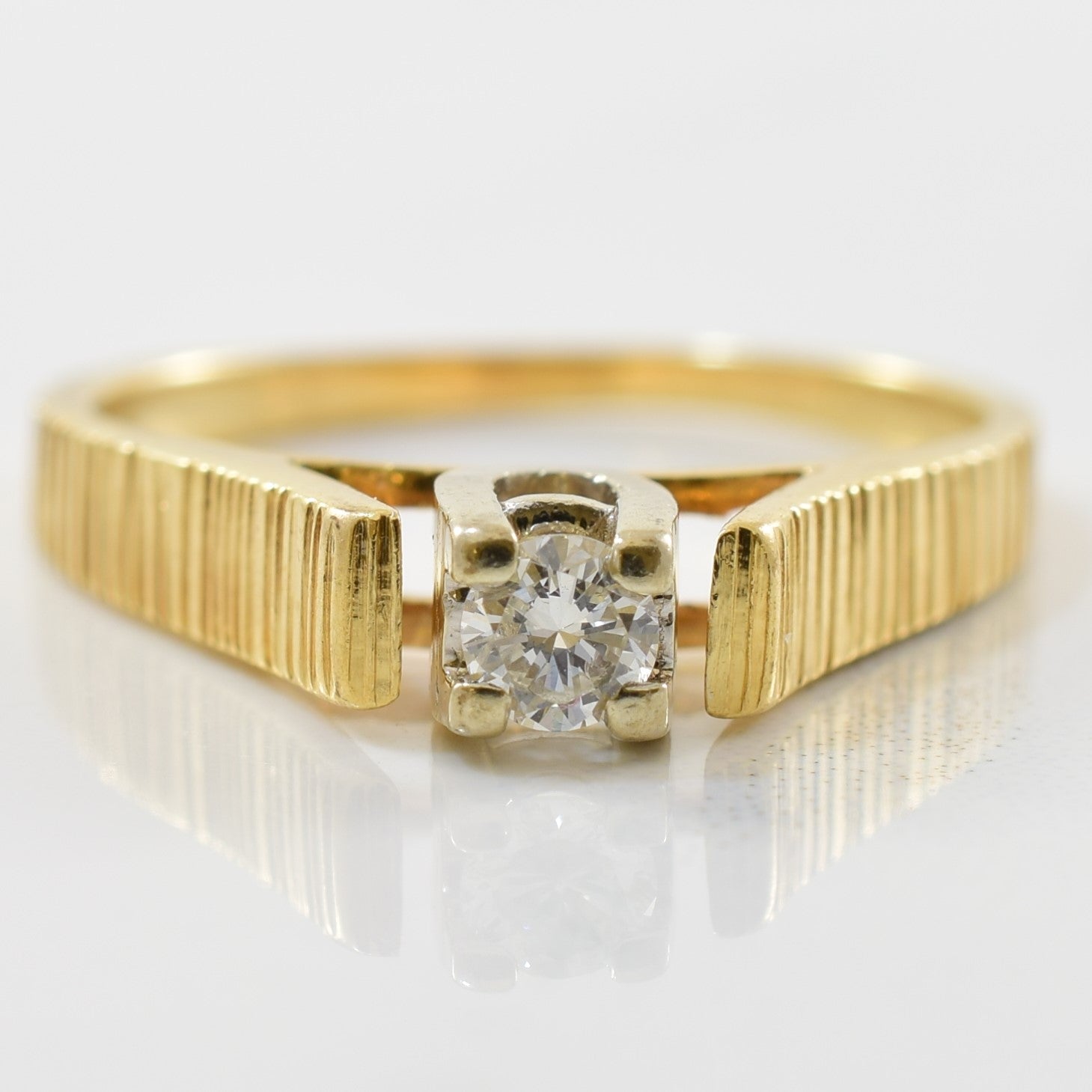 Bague solitaire diamant à anneau texturé | 0,12 ct | Taille 5,5 |