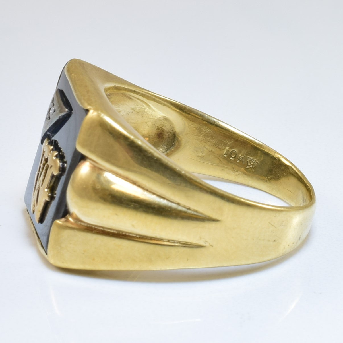 Black Onyx & Diamond Initial 'W' Ring | 13.00ctw, 0.01ct | SZ 10.5 |