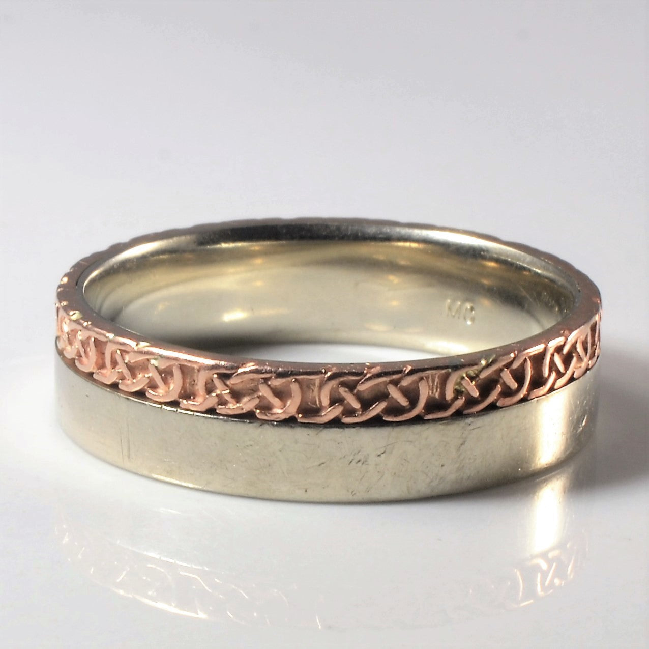 Braided Pattern Two Tone Gold Band | SZ 11 |