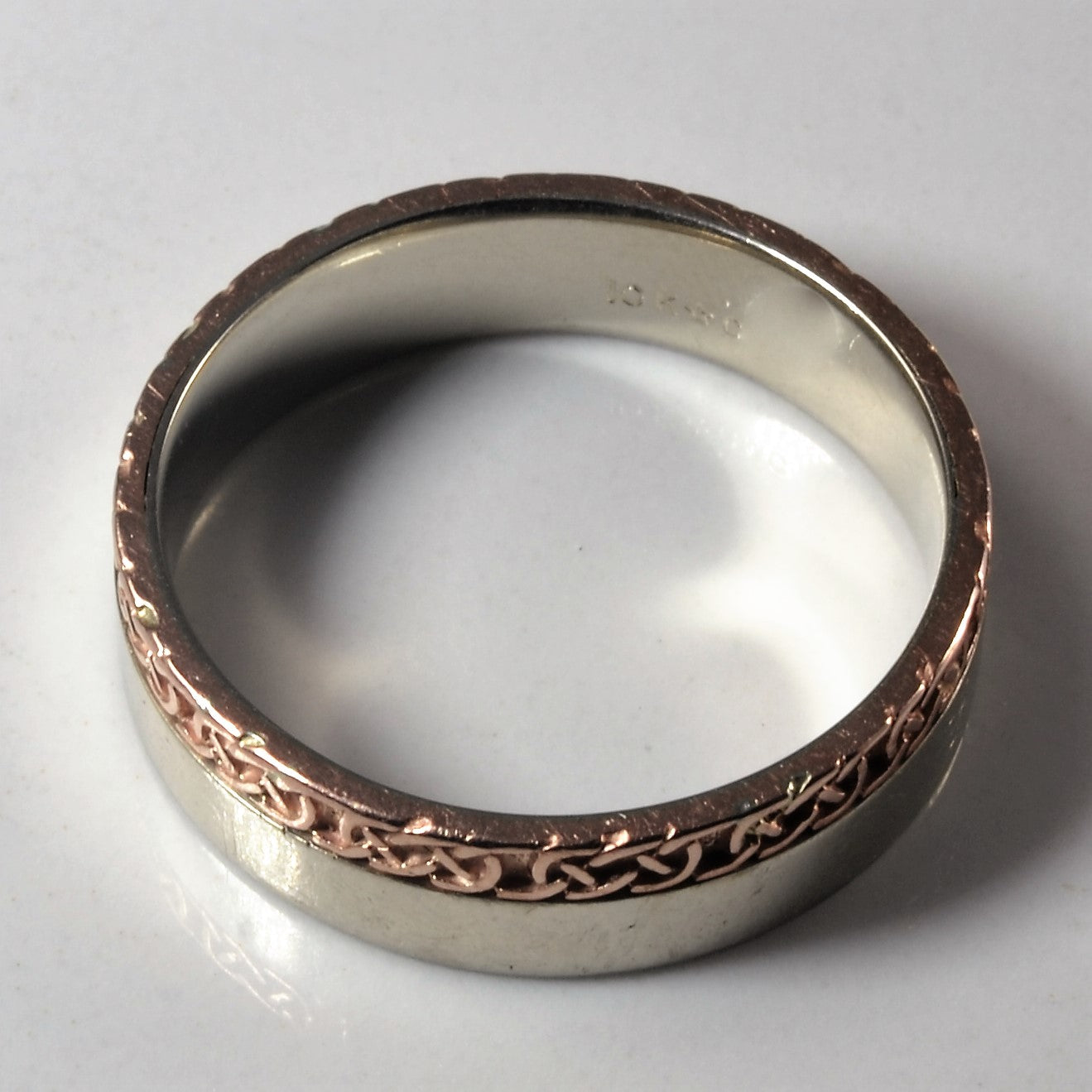Braided Pattern Two Tone Gold Band | SZ 11 |