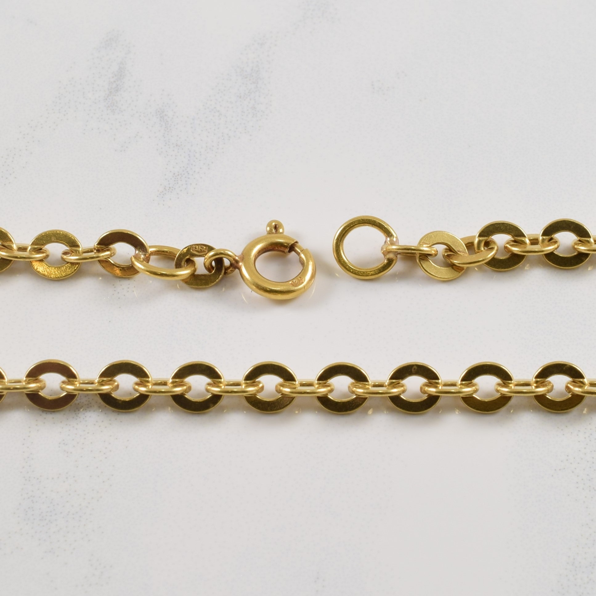 Vintage 18k Yellow Gold Flat Link Cable Chain | 24" |