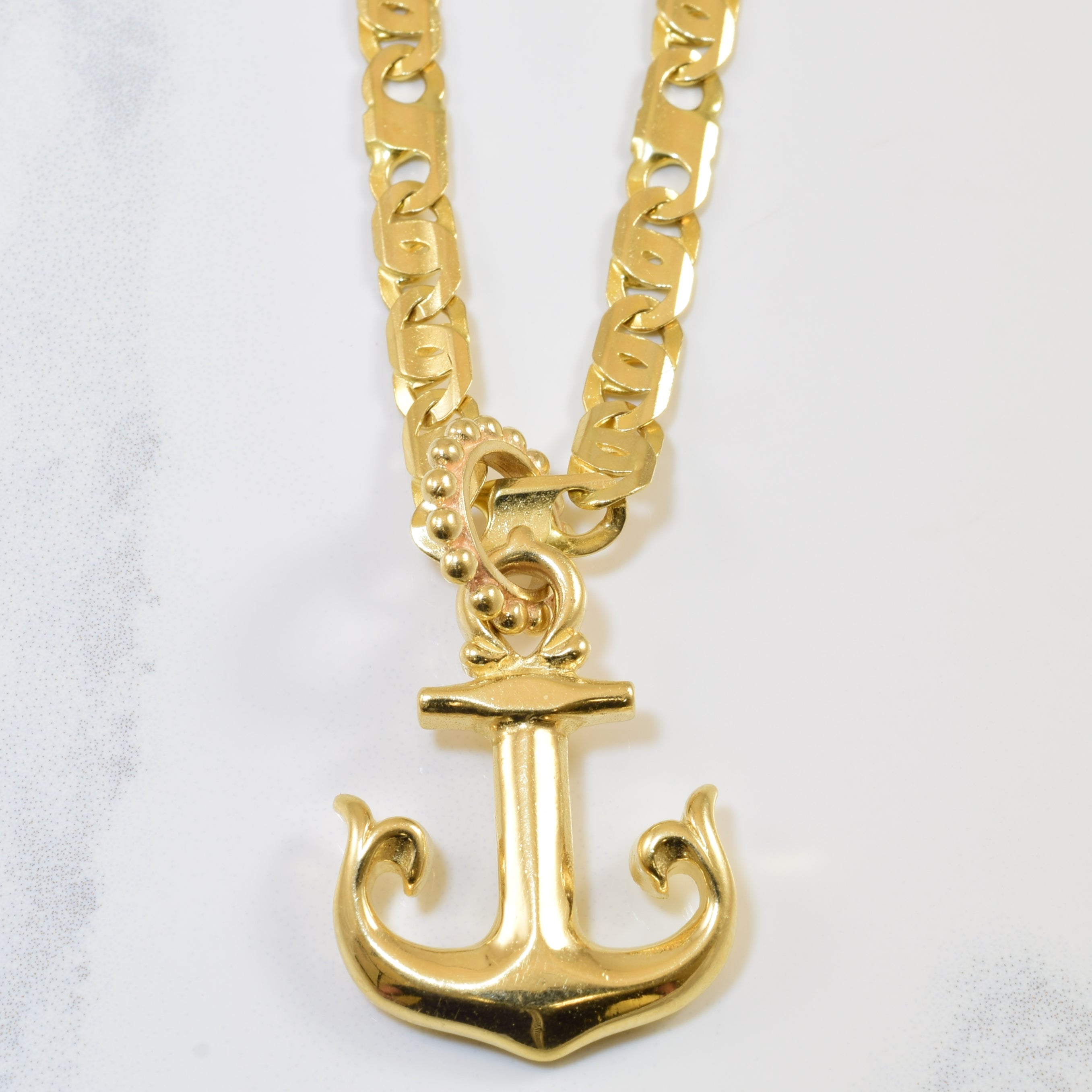Yellow Gold Anchor Necklace | 24.5" |