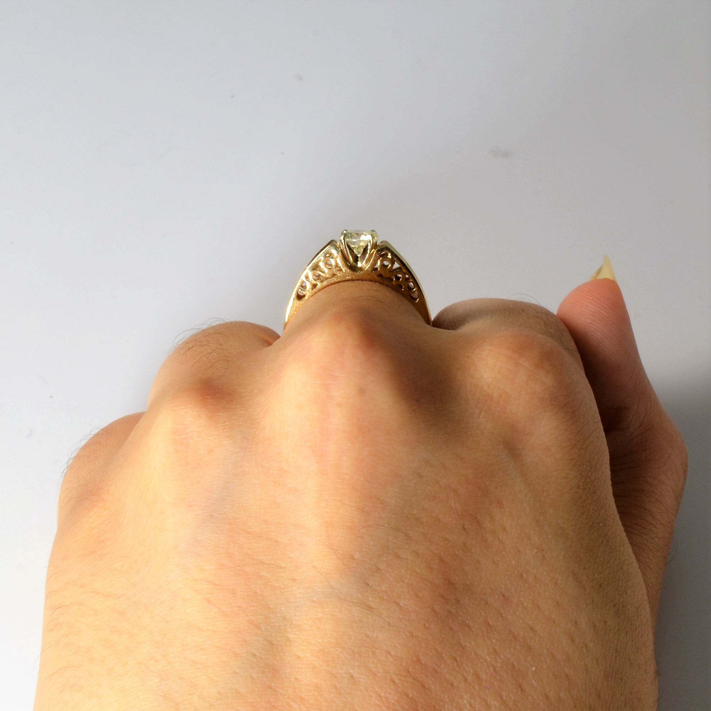 Filigree Profile Solitaire Diamond Ring | 0.47ct | SZ 6 |