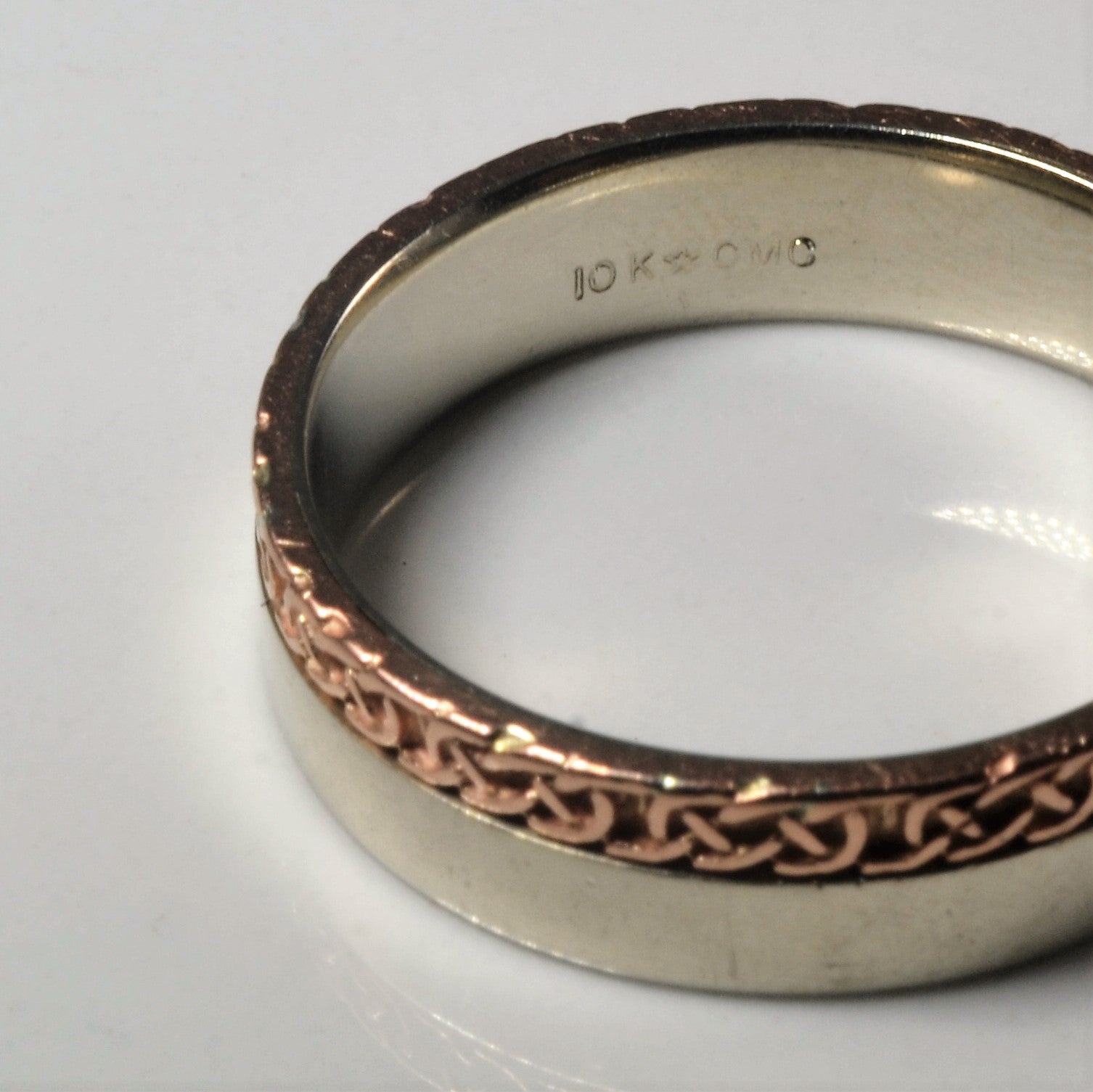Braided Pattern Two Tone Gold Band | SZ 11 |