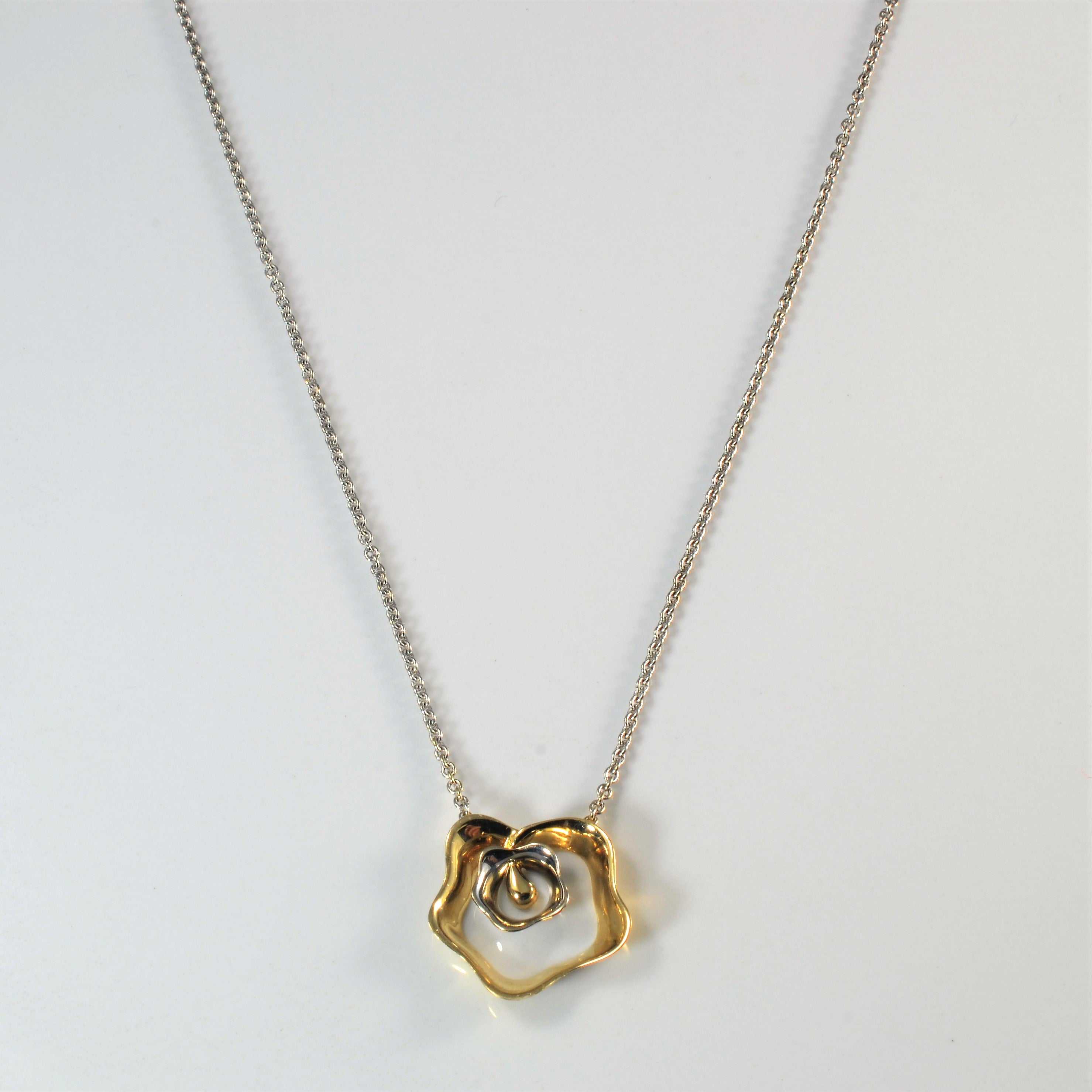 Two Tone Flower Necklace | 17" |