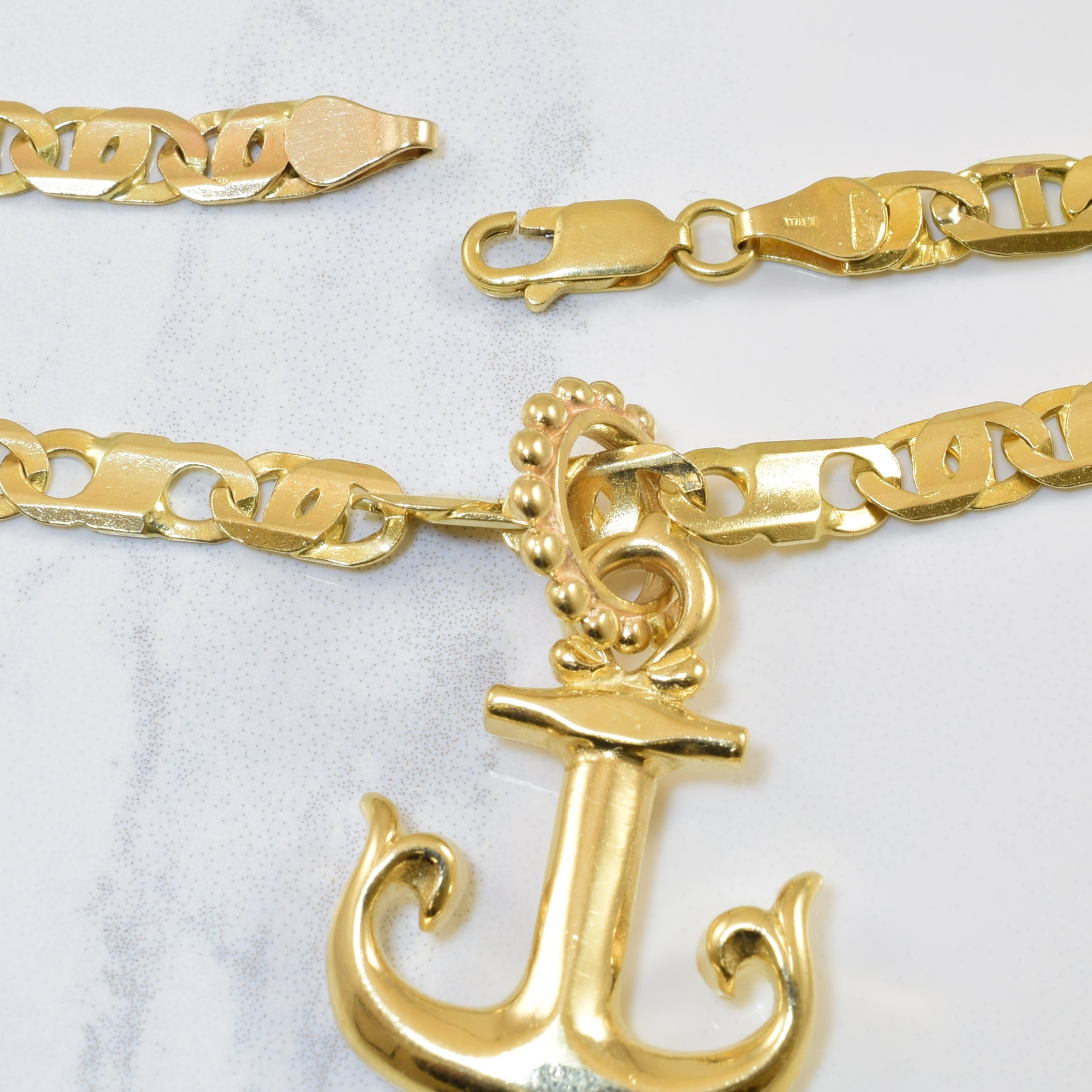 Yellow Gold Anchor Necklace | 24.5" |
