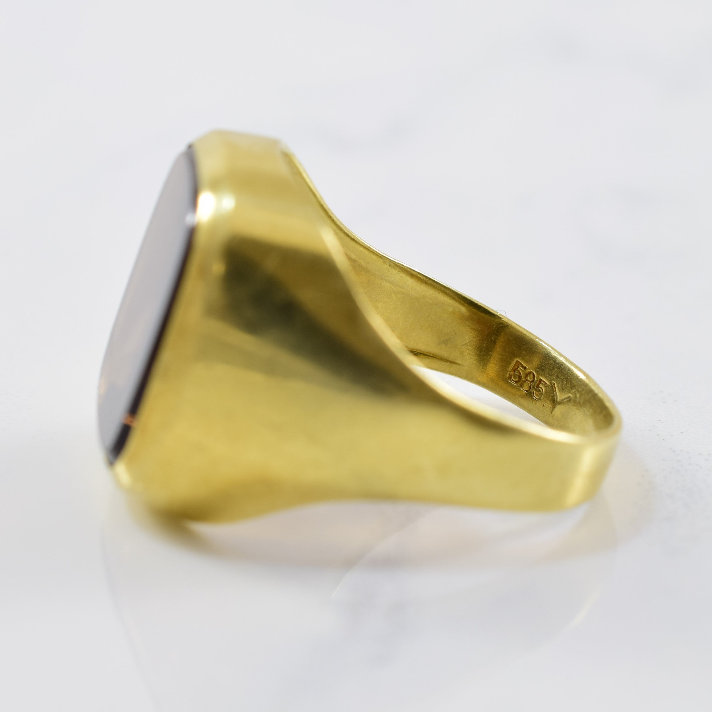 Cushion Smokey Quartz Signet Ring | 5.14 ct | SZ 7 |