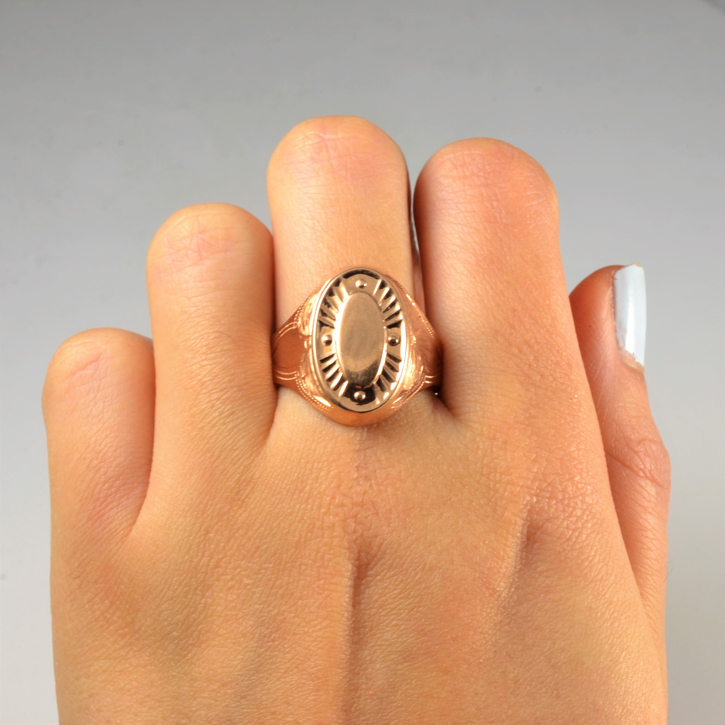 Rose Gold Textured Signet Ring | SZ 11.25 |