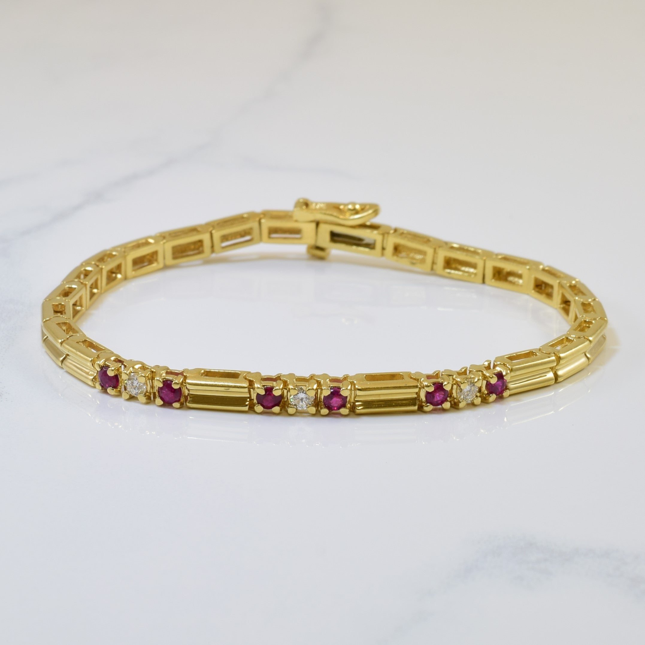 Ruby & Diamond Station Bracelet | 0.36ctw, 0.15ctw | 7.25" |