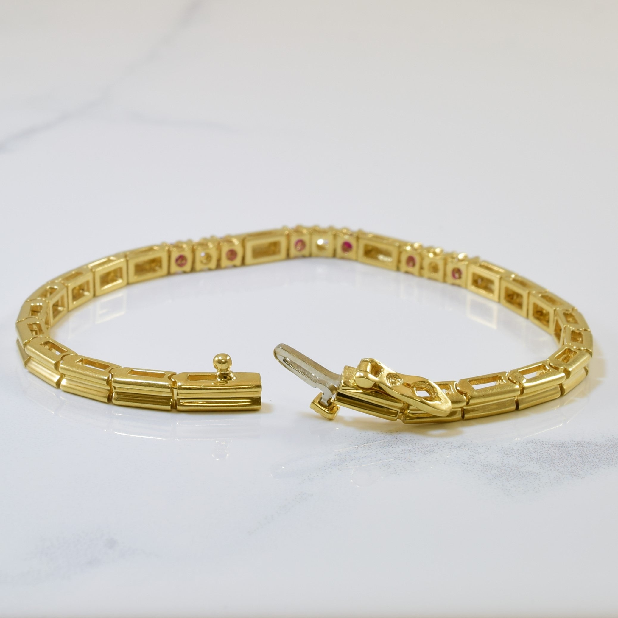 Ruby & Diamond Station Bracelet | 0.36ctw, 0.15ctw | 7.25" |