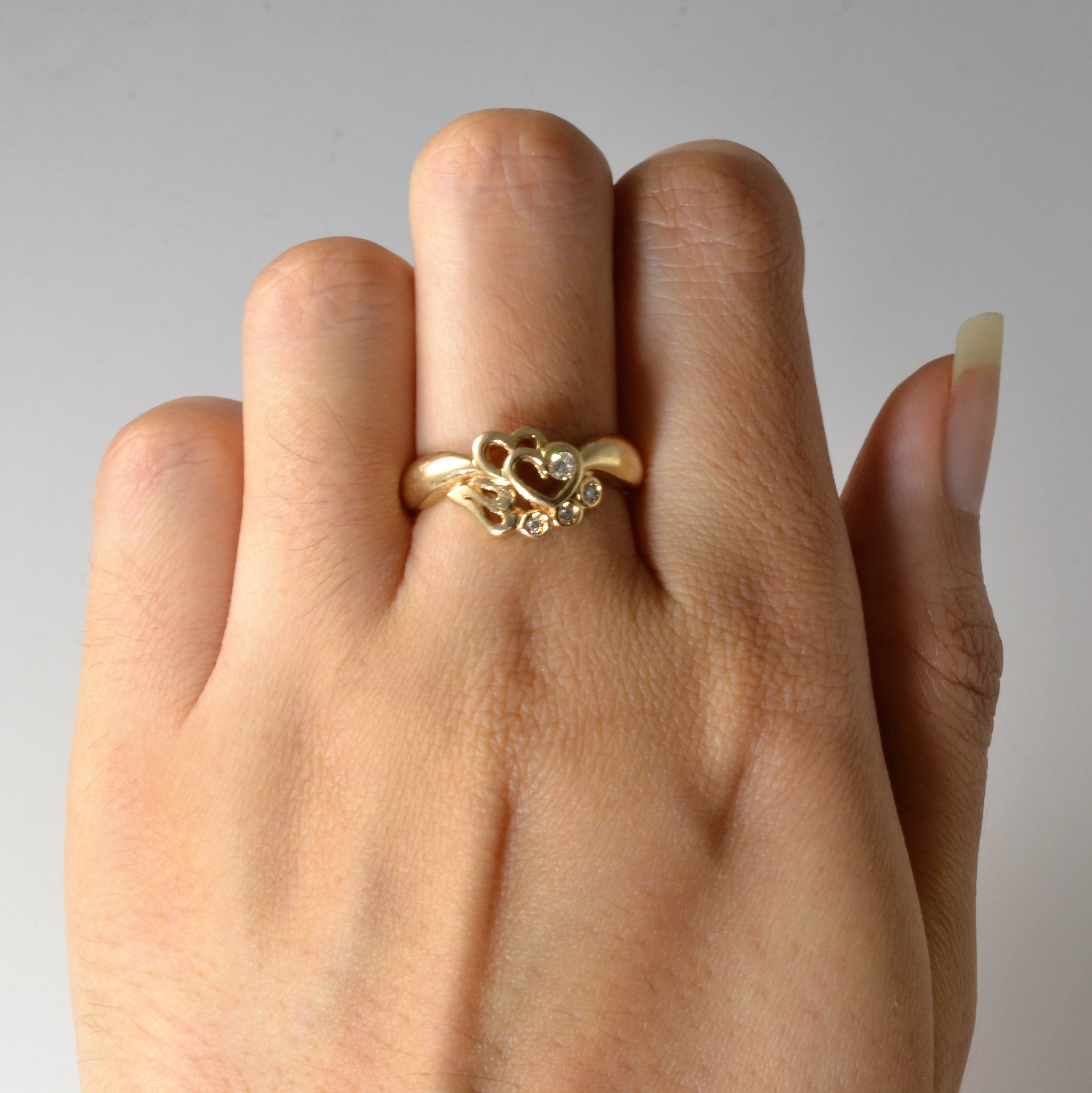 Double Diamond Heart Ring | 0.08ctw | SZ 6.75