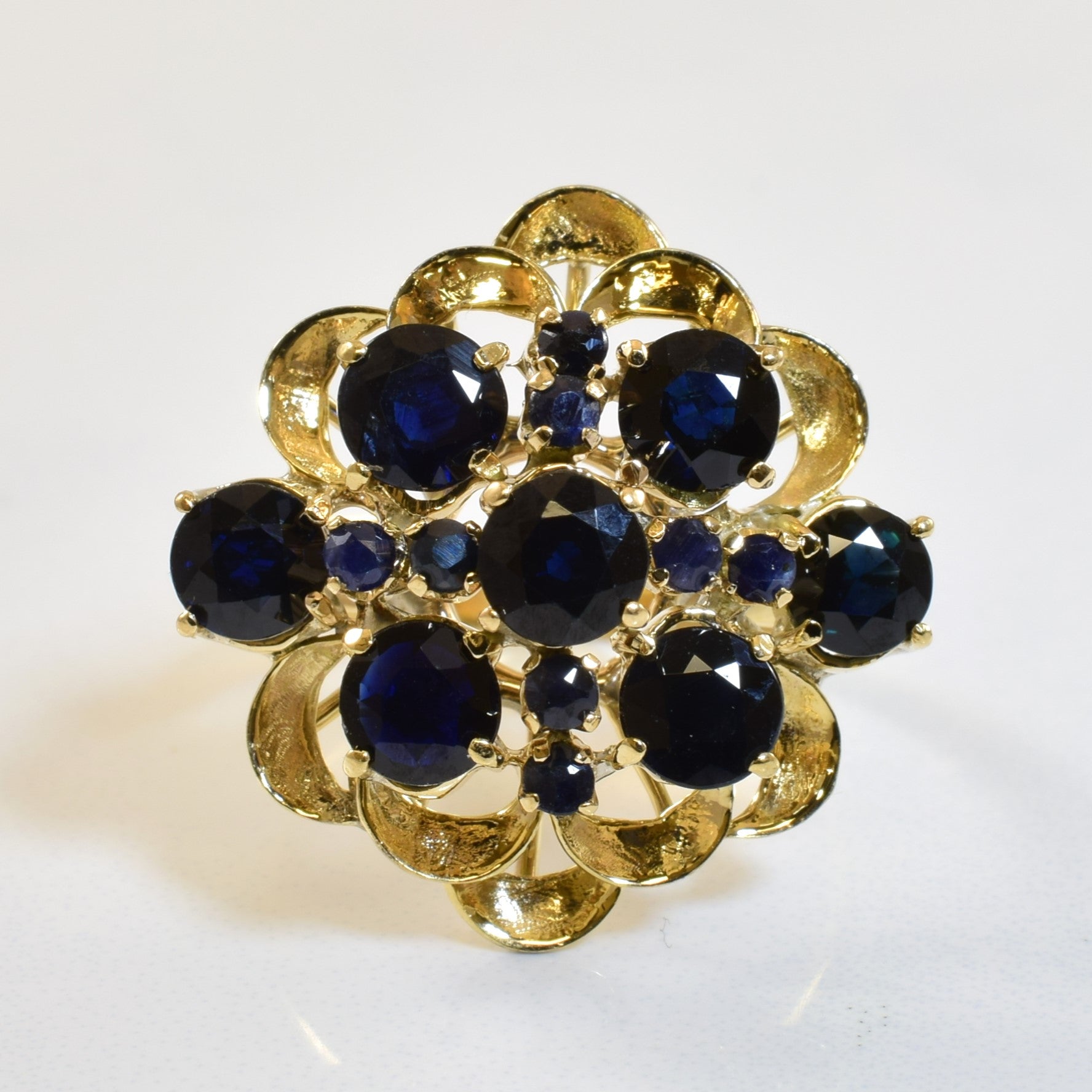 Blue Sapphire Burst Cocktail Ring | 3.50ctw | SZ 6.75 |