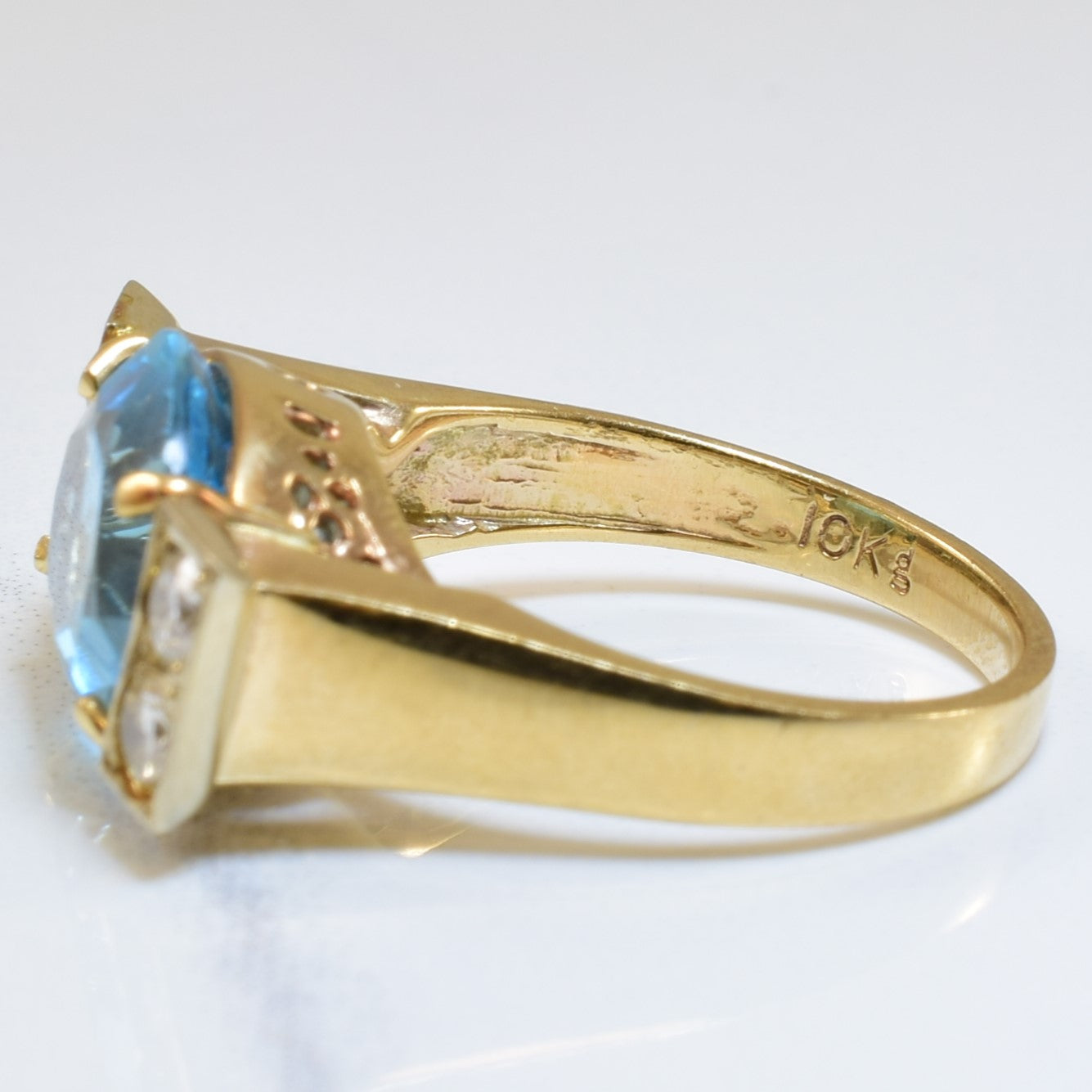 Blue Topaz & Diamond Ring | 4.50ct, 0.32ctw | SZ 6 |