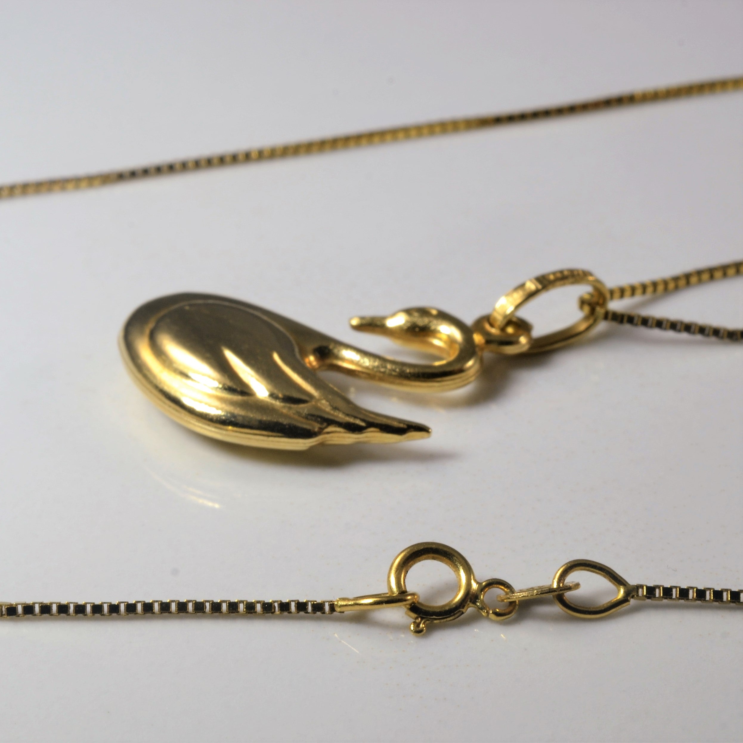 Yellow Gold Swan Pendant Necklace | 18"|