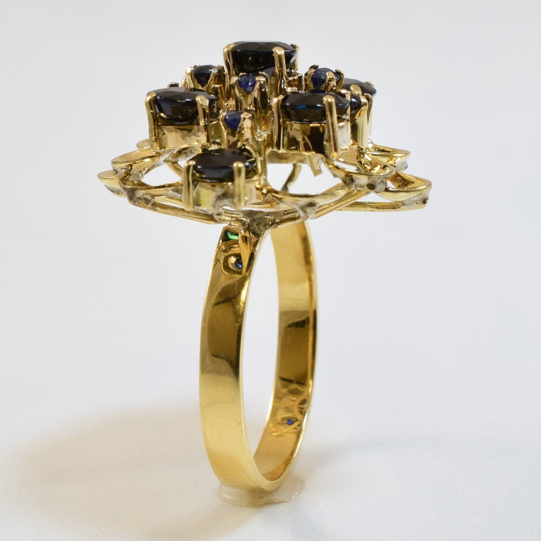 Blue Sapphire Burst Cocktail Ring | 3.50ctw | SZ 6.75 |