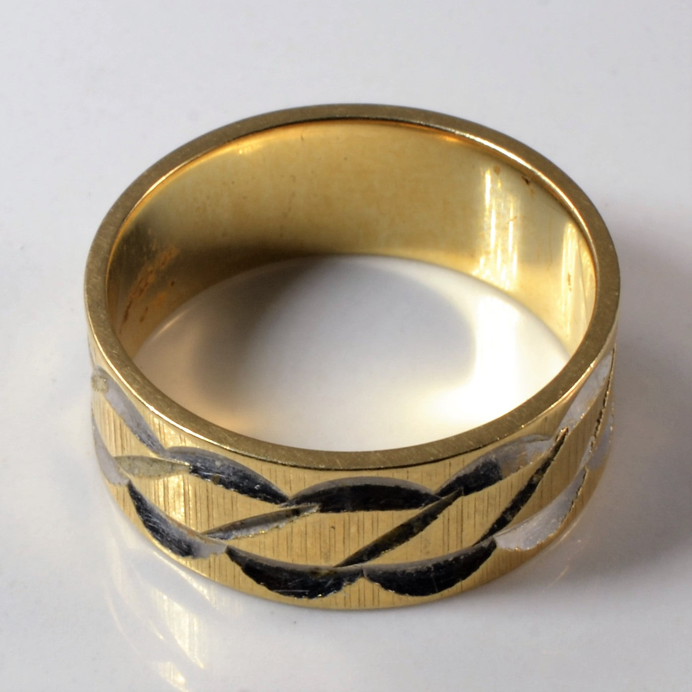 Textured Two Tone Gold Band | SZ 6.5 |
