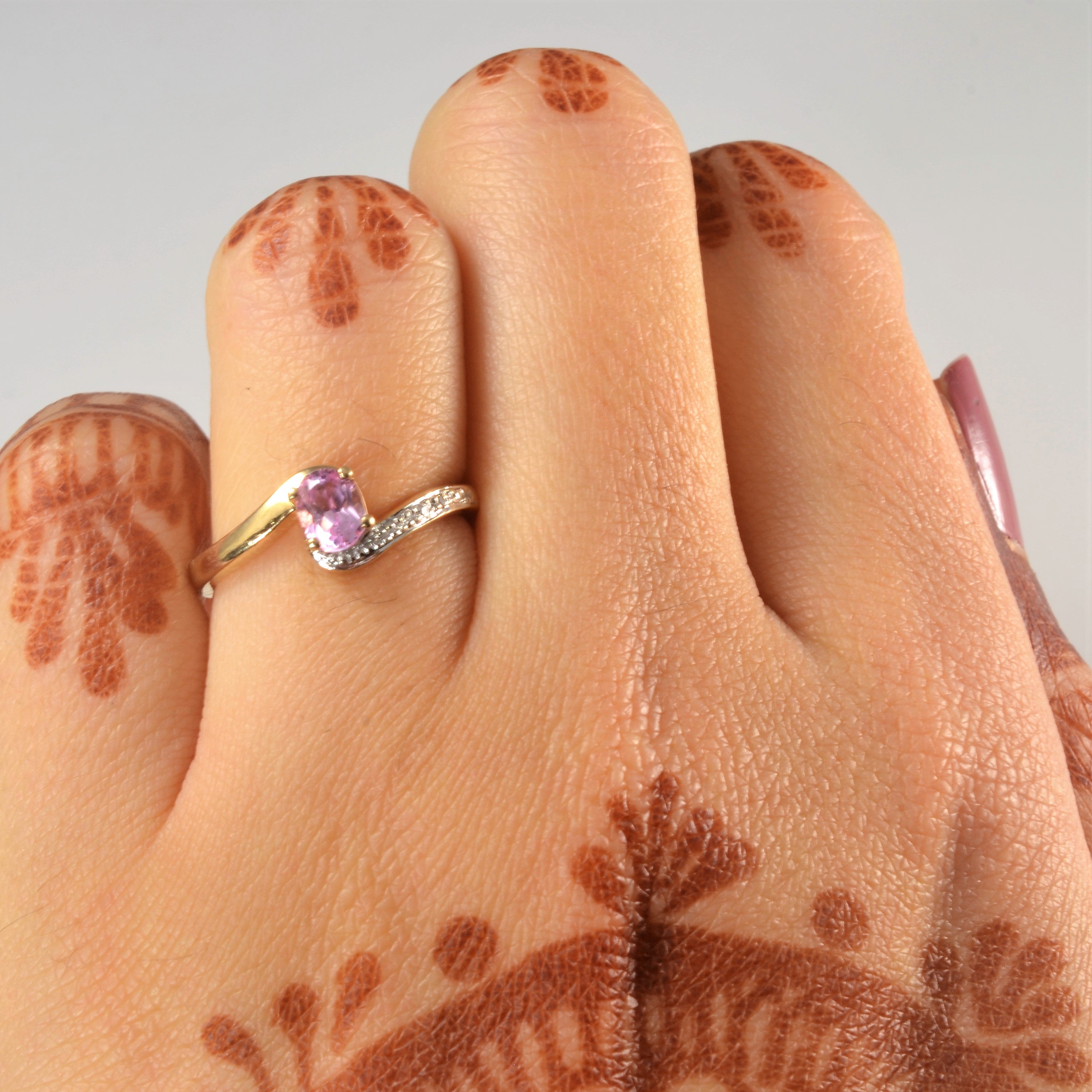 Bypass Synthetic Sapphire & Diamond Ring | 0.36ct, 0.01ct| SZ 5|