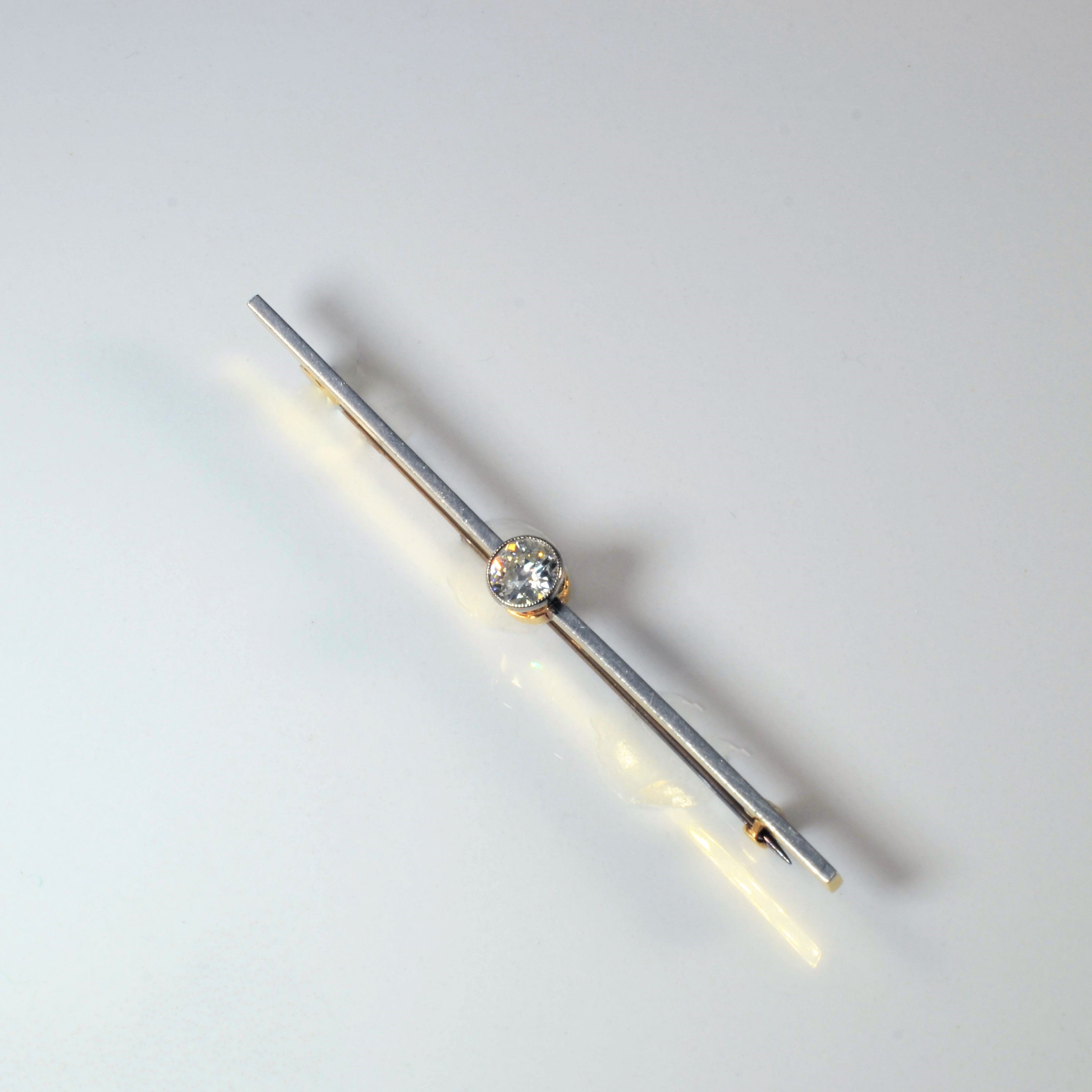 Broche ancienne européenne en or et diamant | 0,60 ct |